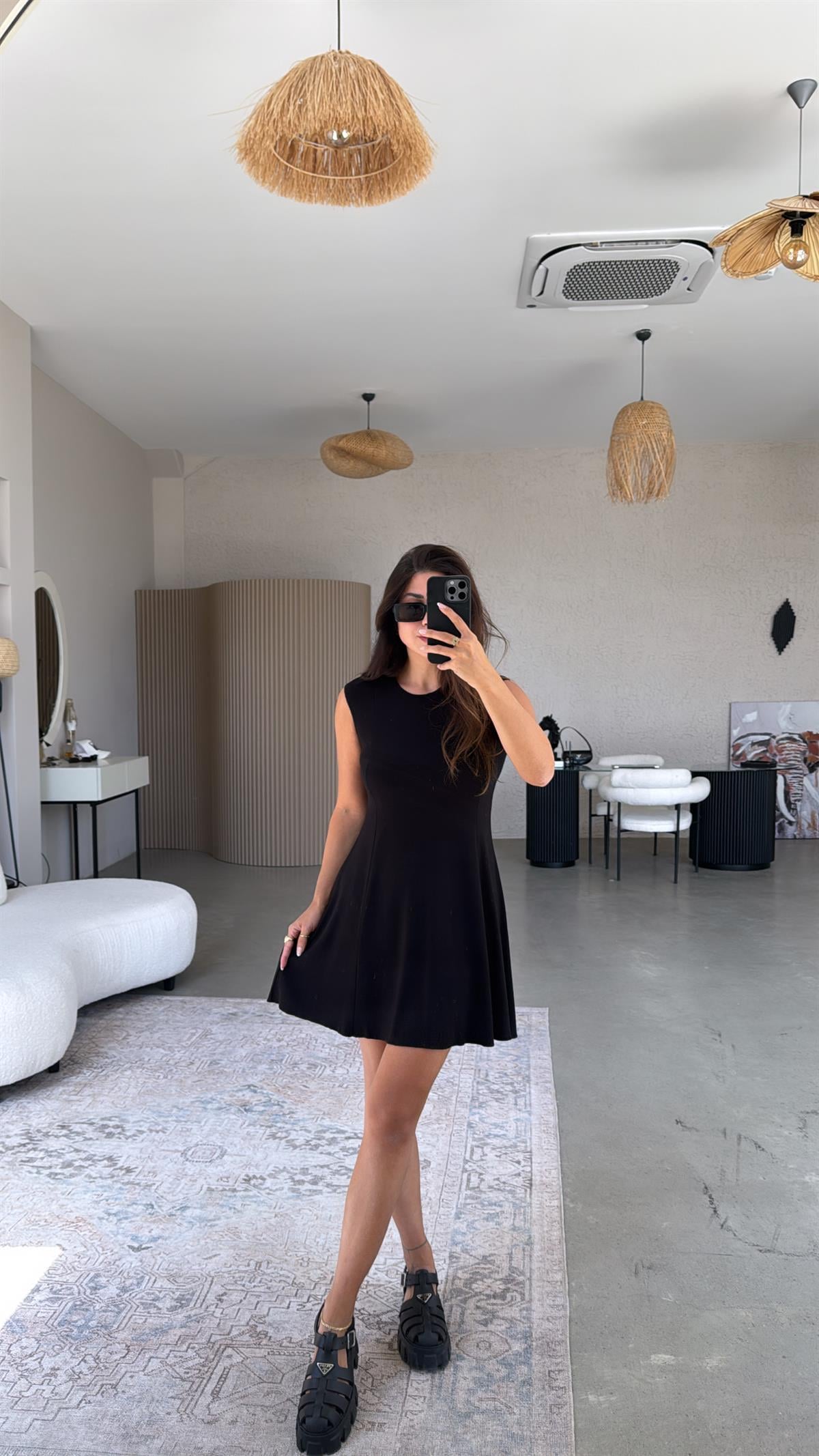 Siyah Modal Kiloş Basic Elbise