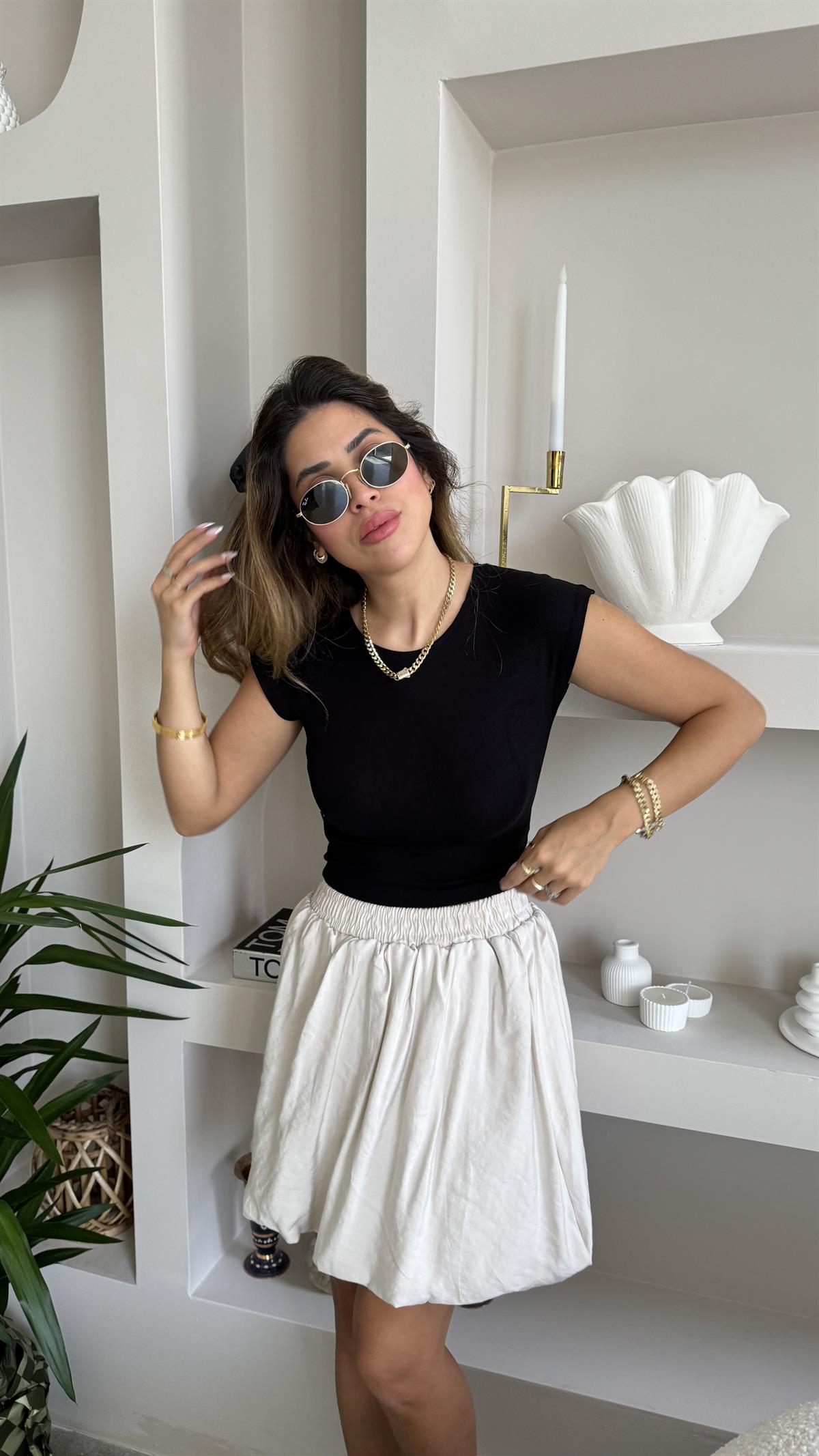Siyah Modal Kumaş Basic Tshirt