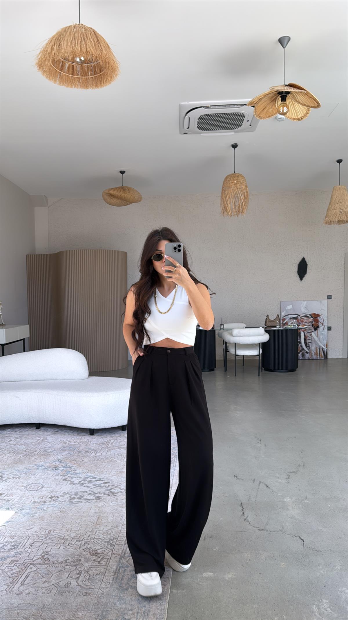 Siyah Modal Relax Pantolon