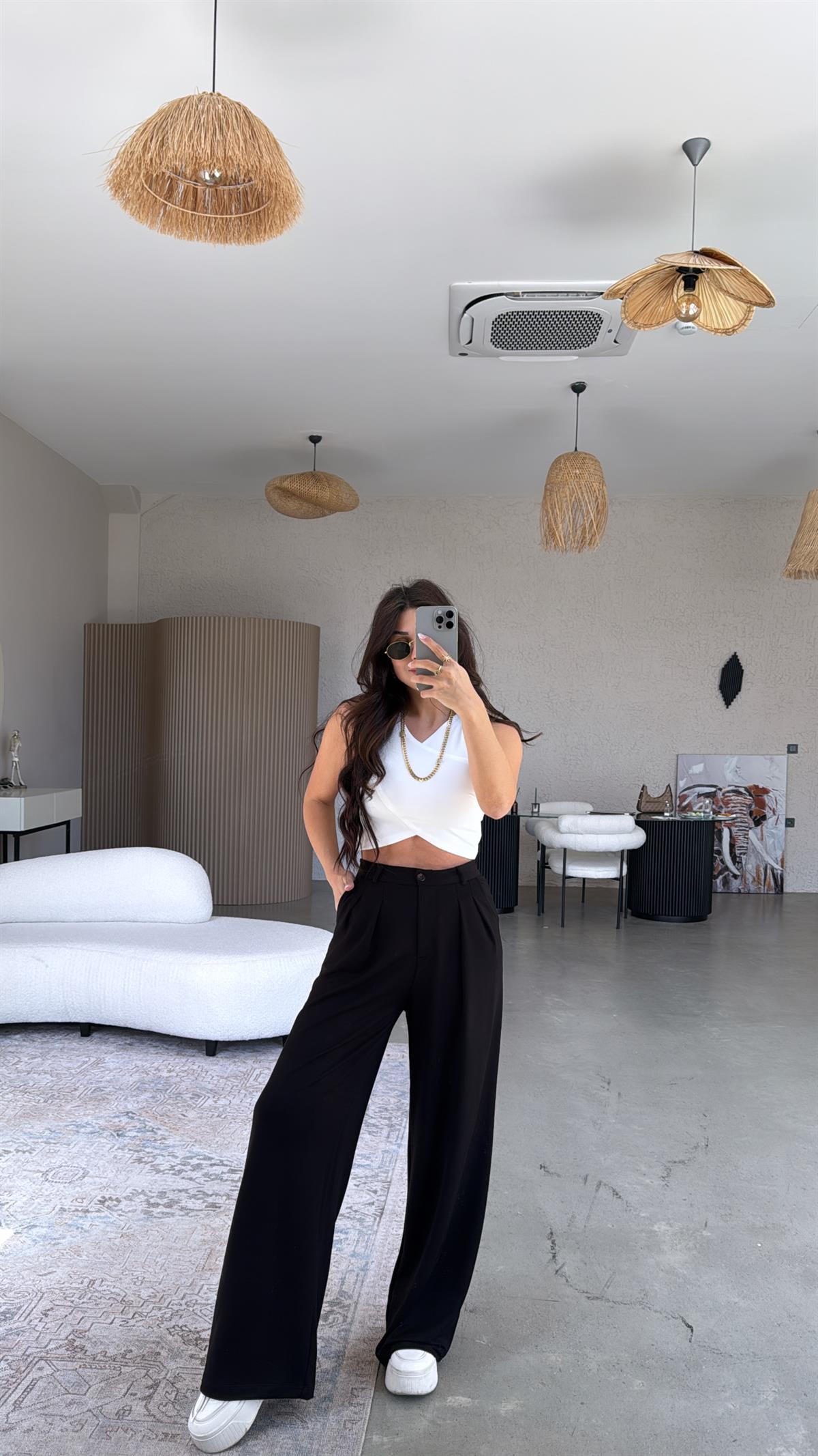 Siyah Modal Relax Pantolon