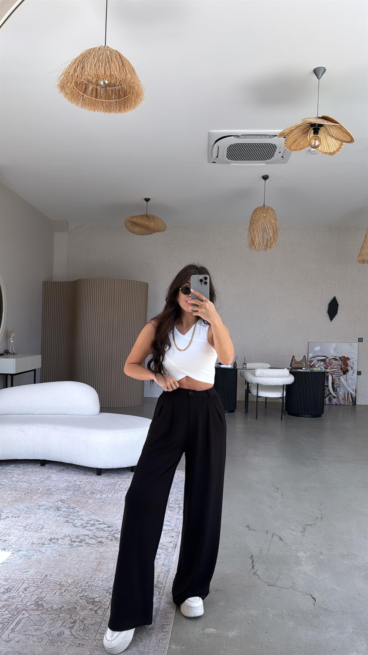 Siyah Modal Relax Pantolon