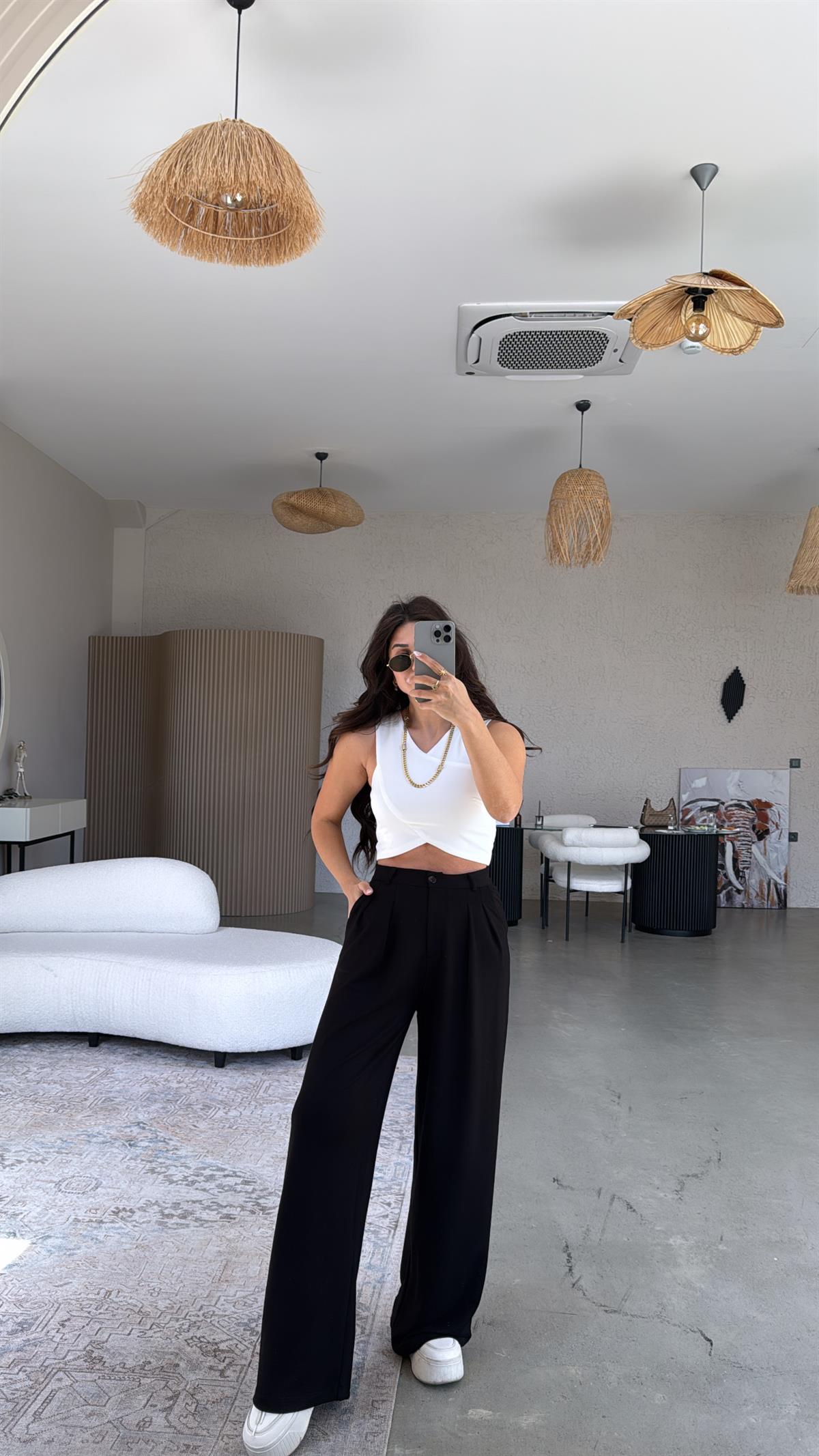 Siyah Modal Relax Pantolon