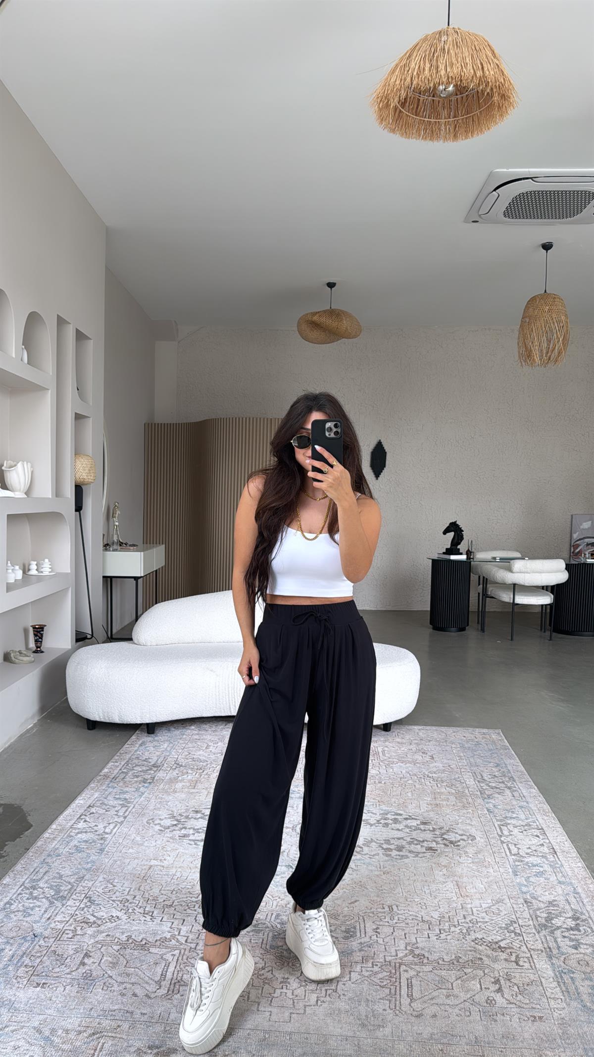 Siyah Modal Şalvar Pantolon