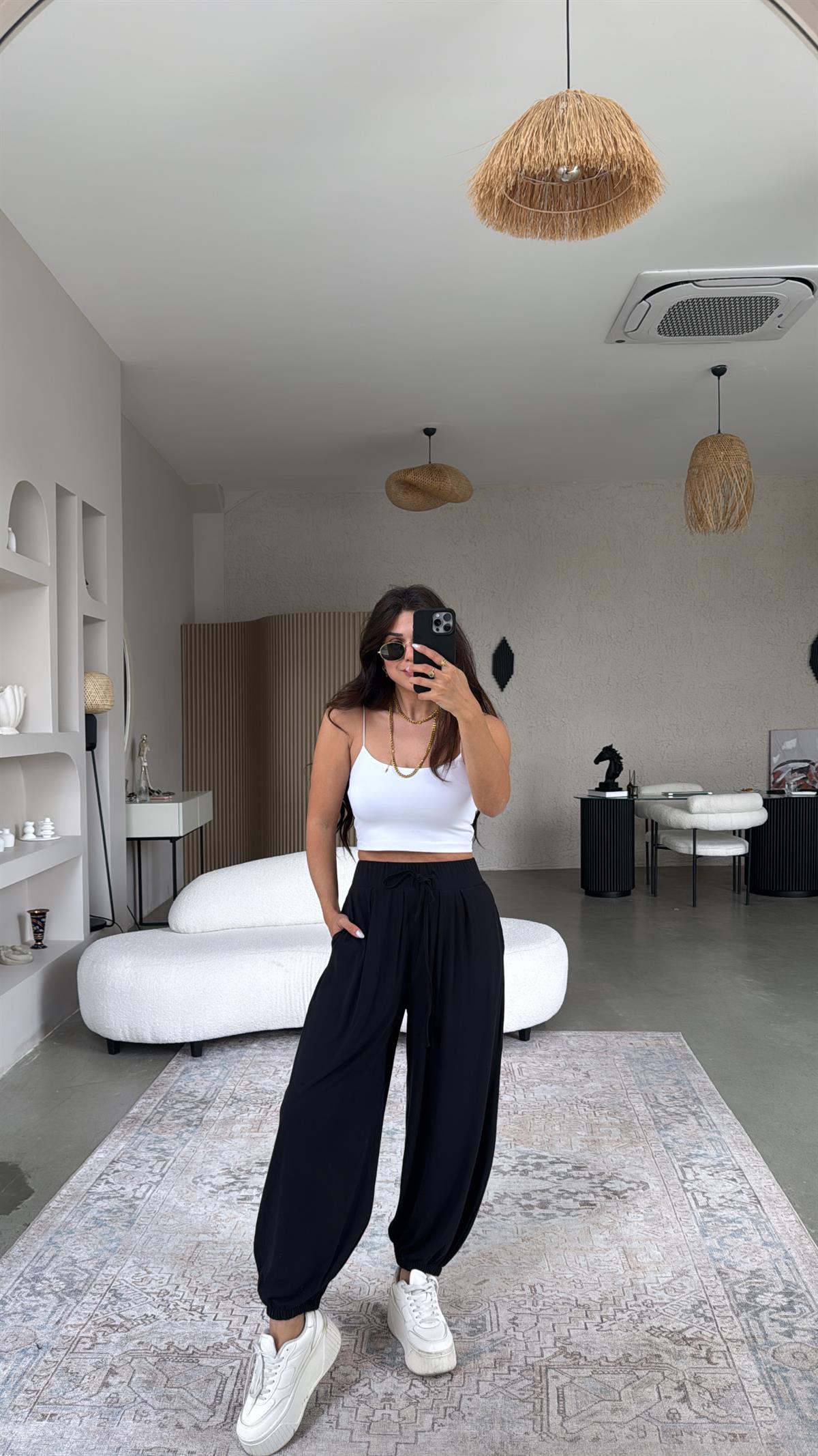 Siyah Modal Şalvar Pantolon