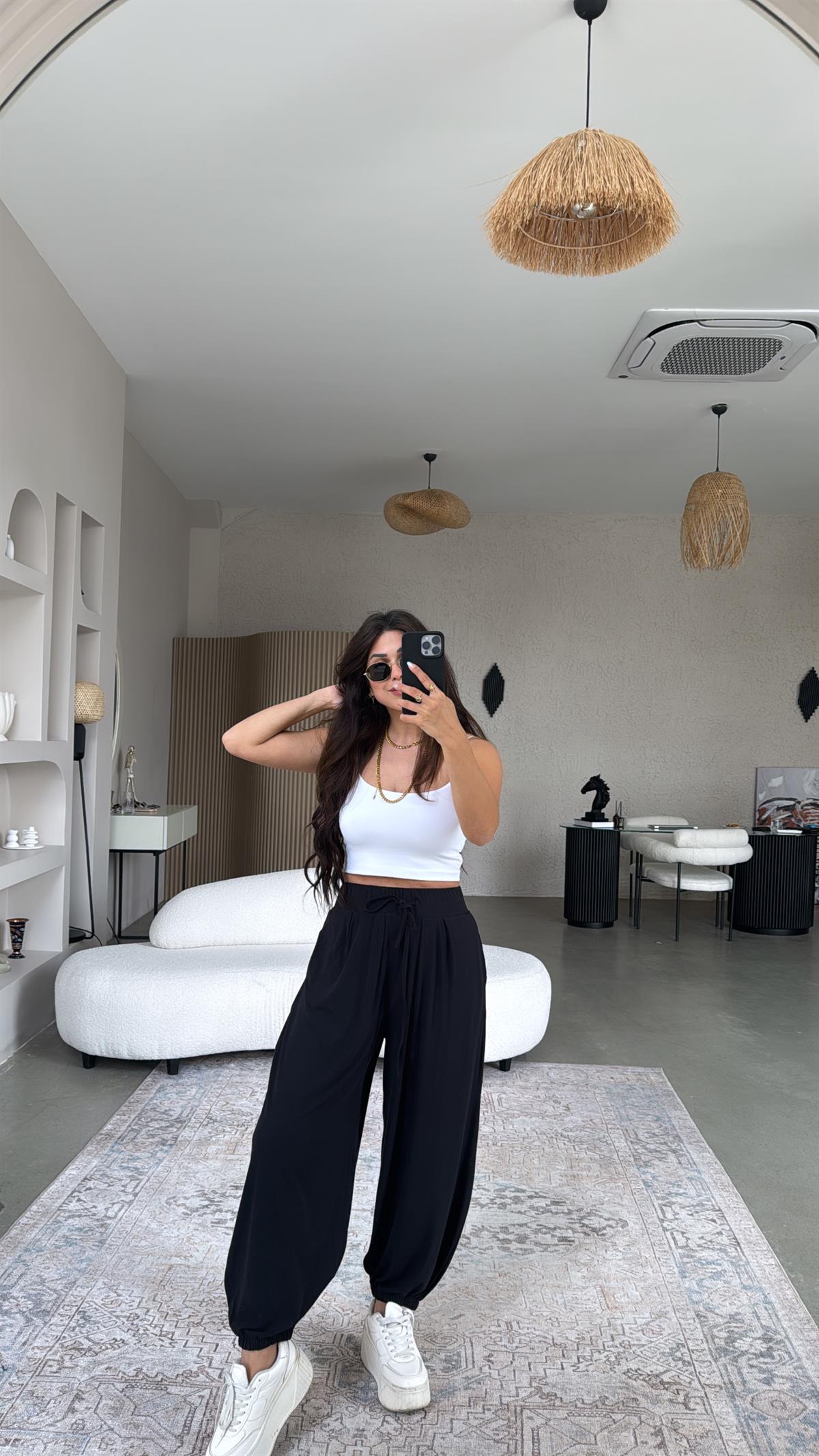 Siyah Modal Şalvar Pantolon