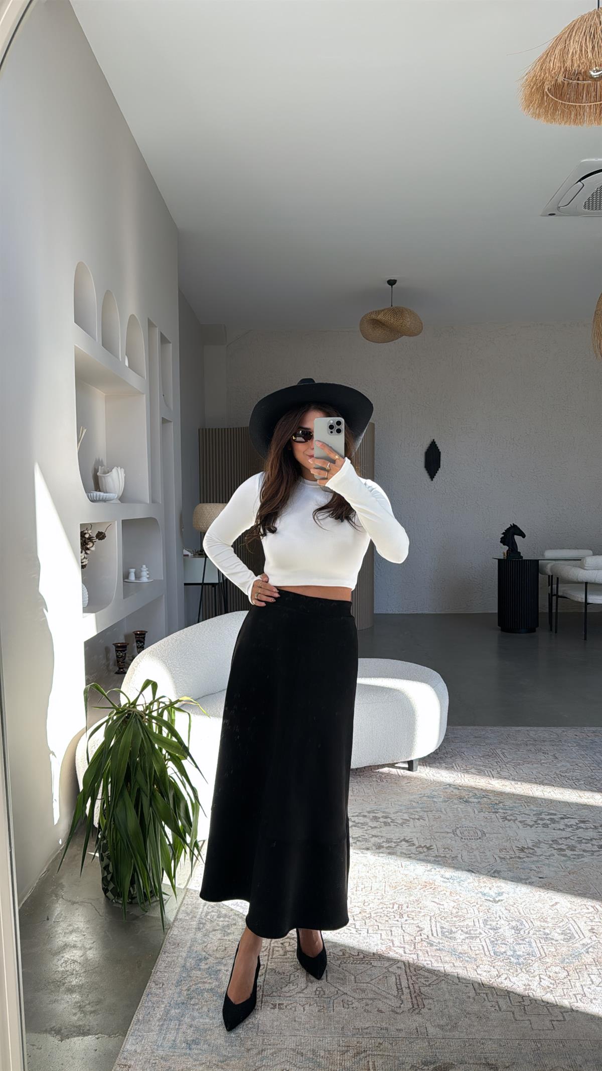 Siyah Nubuk Maxi Boy Etek