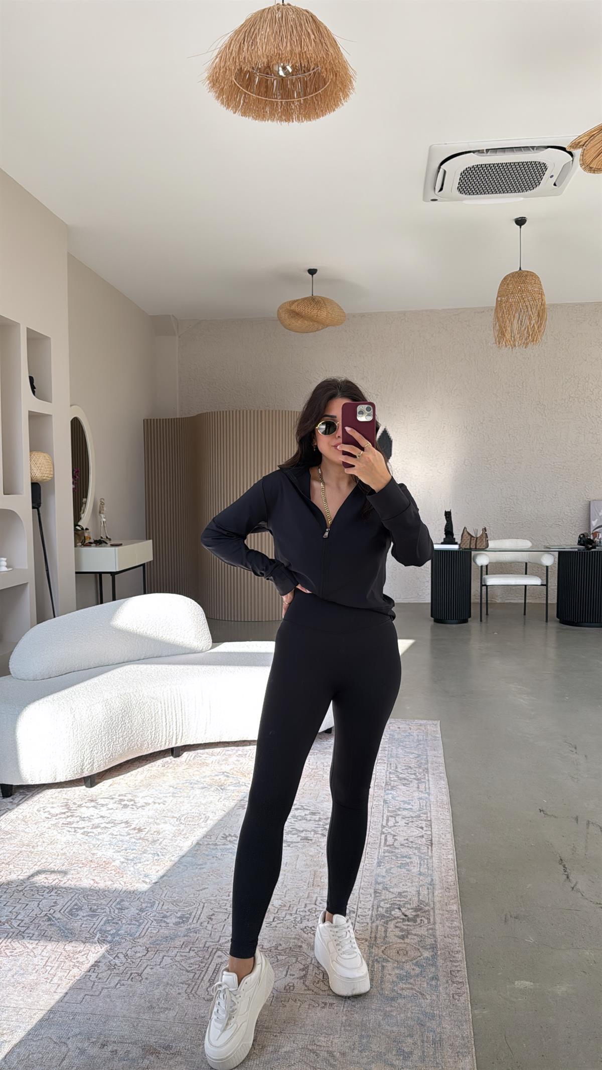 Siyah Orijinal Oys Toparlayıcı Tayt Ceket Takım