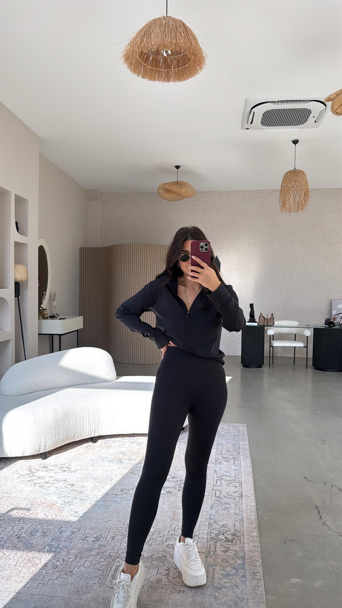 Siyah Orijinal Oys Toparlayıcı Tayt Ceket Takım