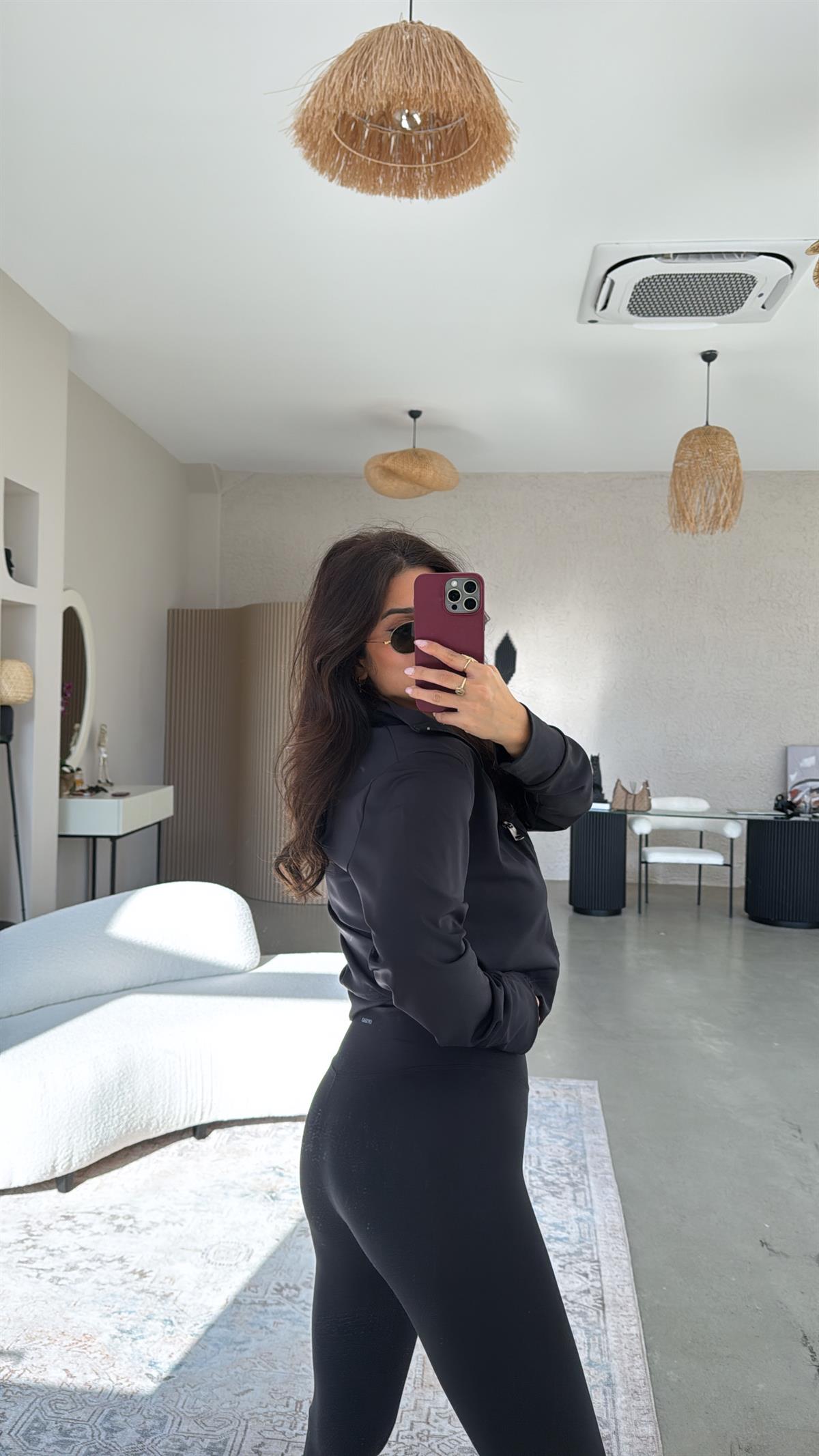 Siyah Orijinal Oys Toparlayıcı Tayt Ceket Takım