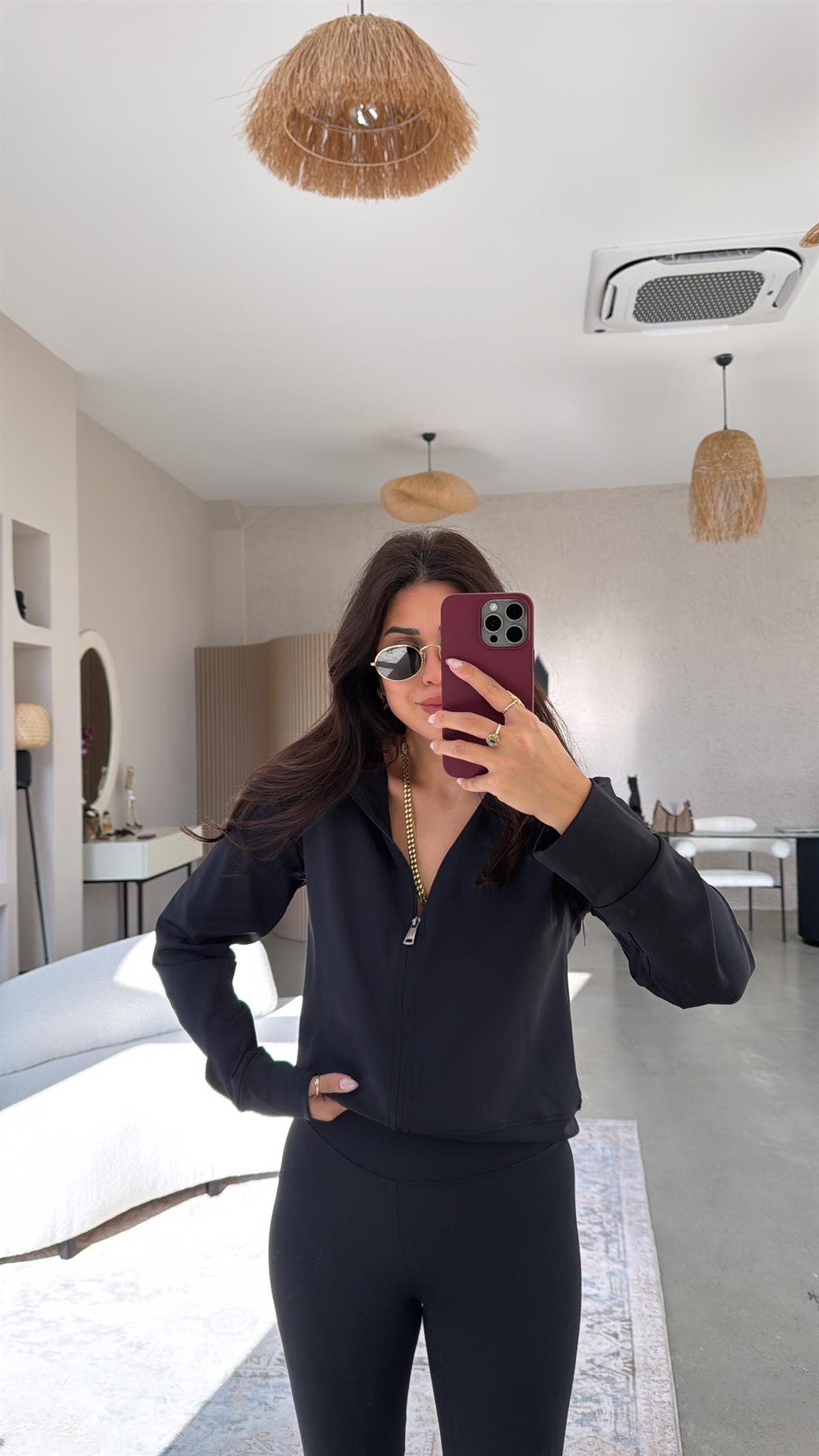 Siyah Orijinal Oys Toparlayıcı Tayt Ceket Takım