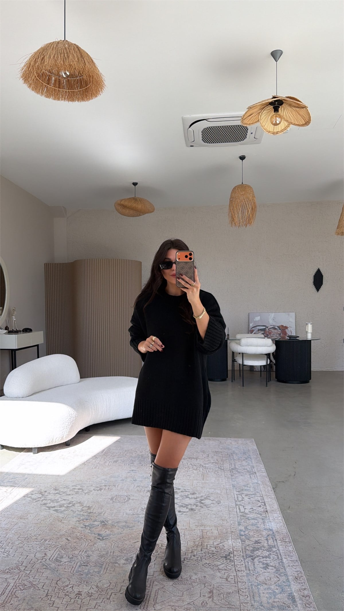 Siyah Oversize Yumoş Doku Basic Kazak