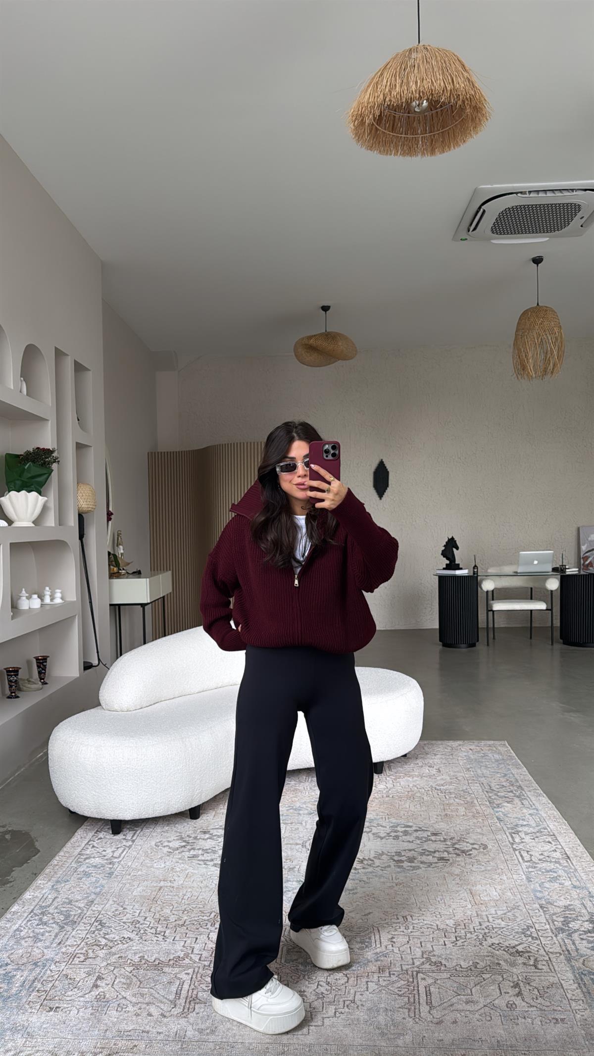 Siyah Oys Boru Paça Tayt