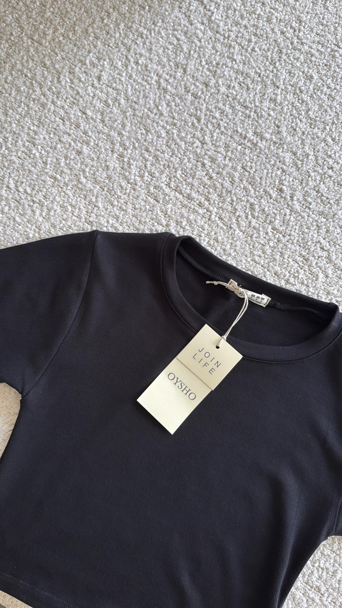 Siyah Oys Crop Tshirt