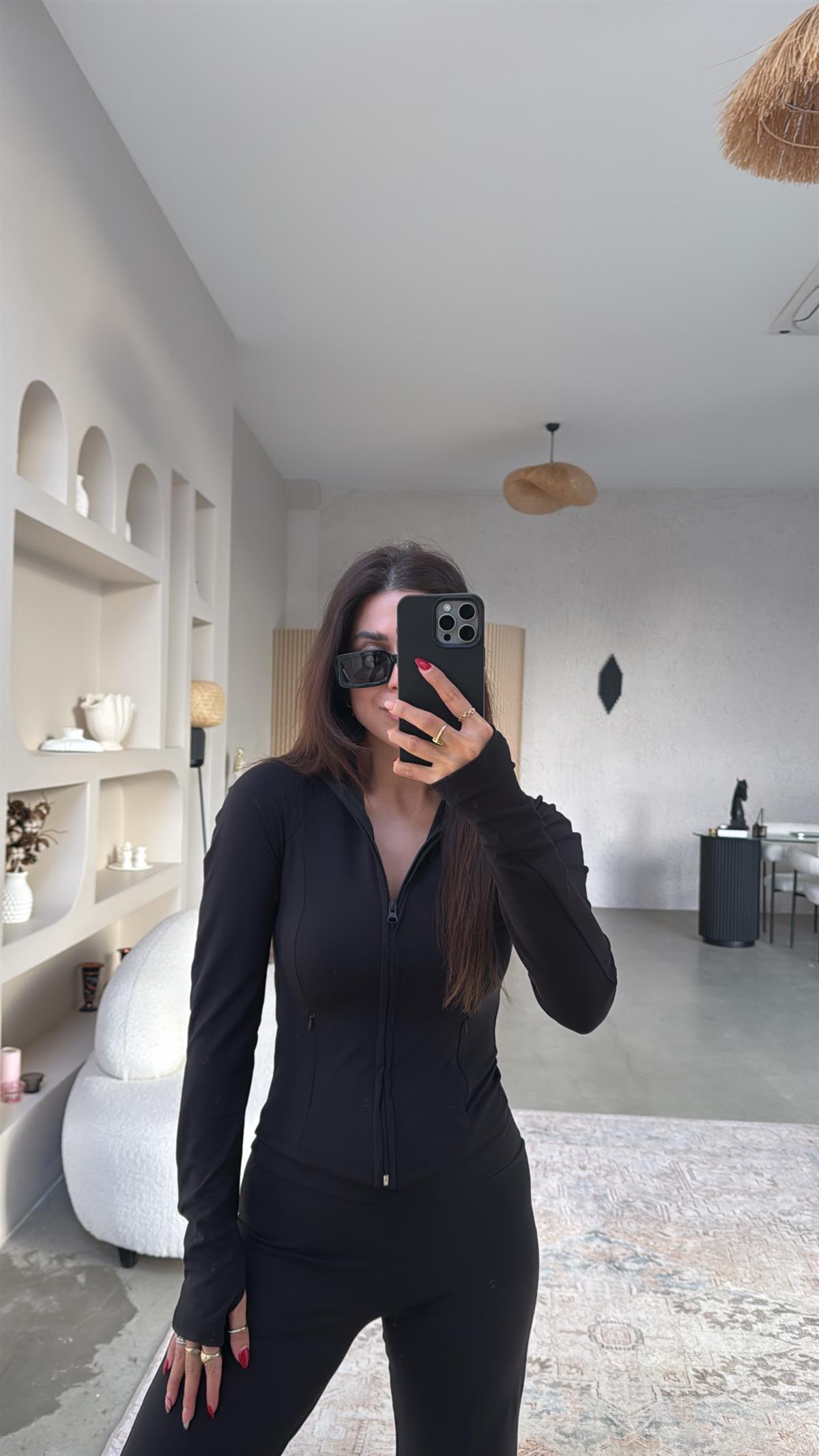 Siyah Oys Orijinal Paça Yırtmaçlı Ceketli Spor Takım