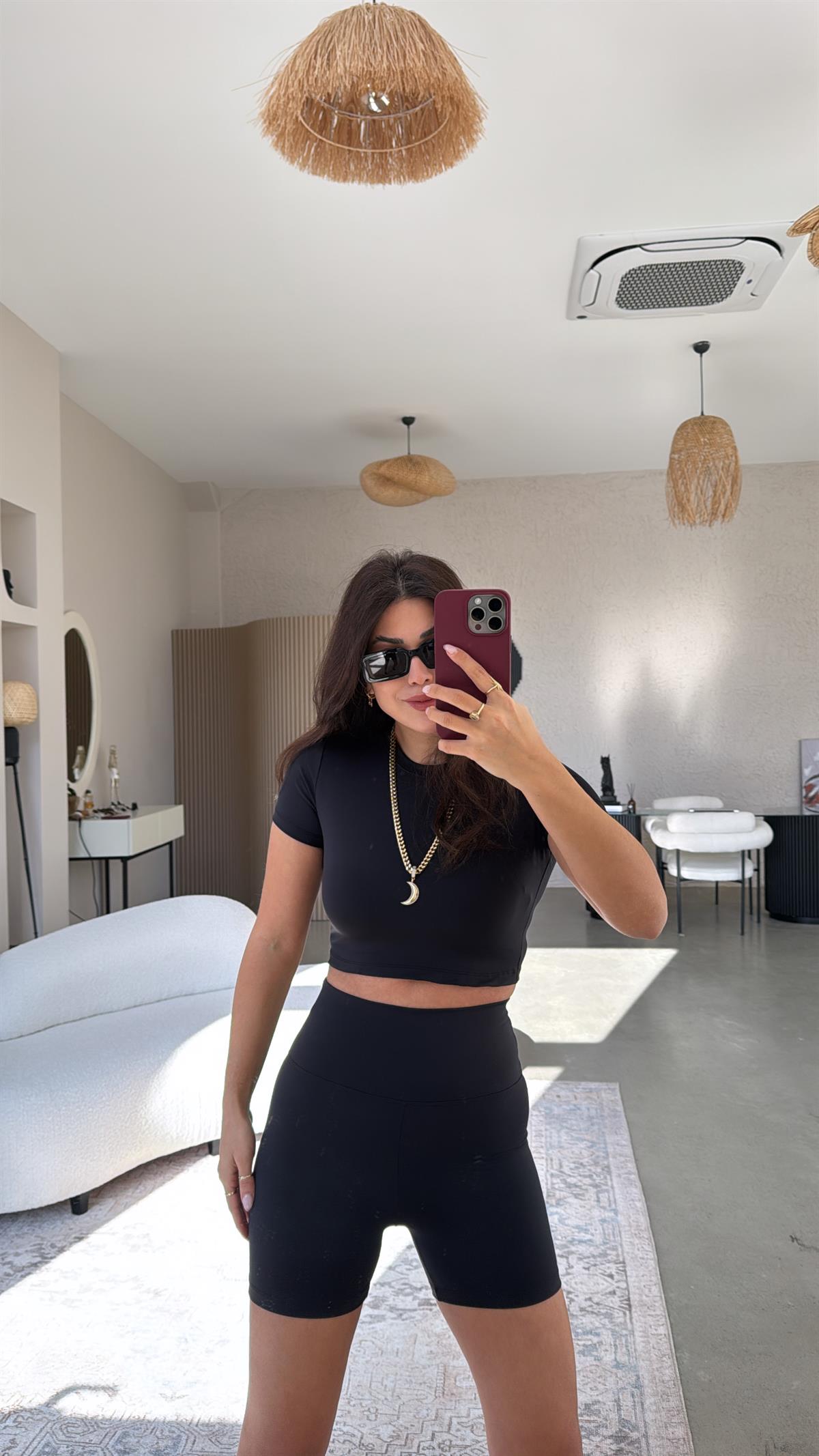 Siyah Oys Şortlu Takım