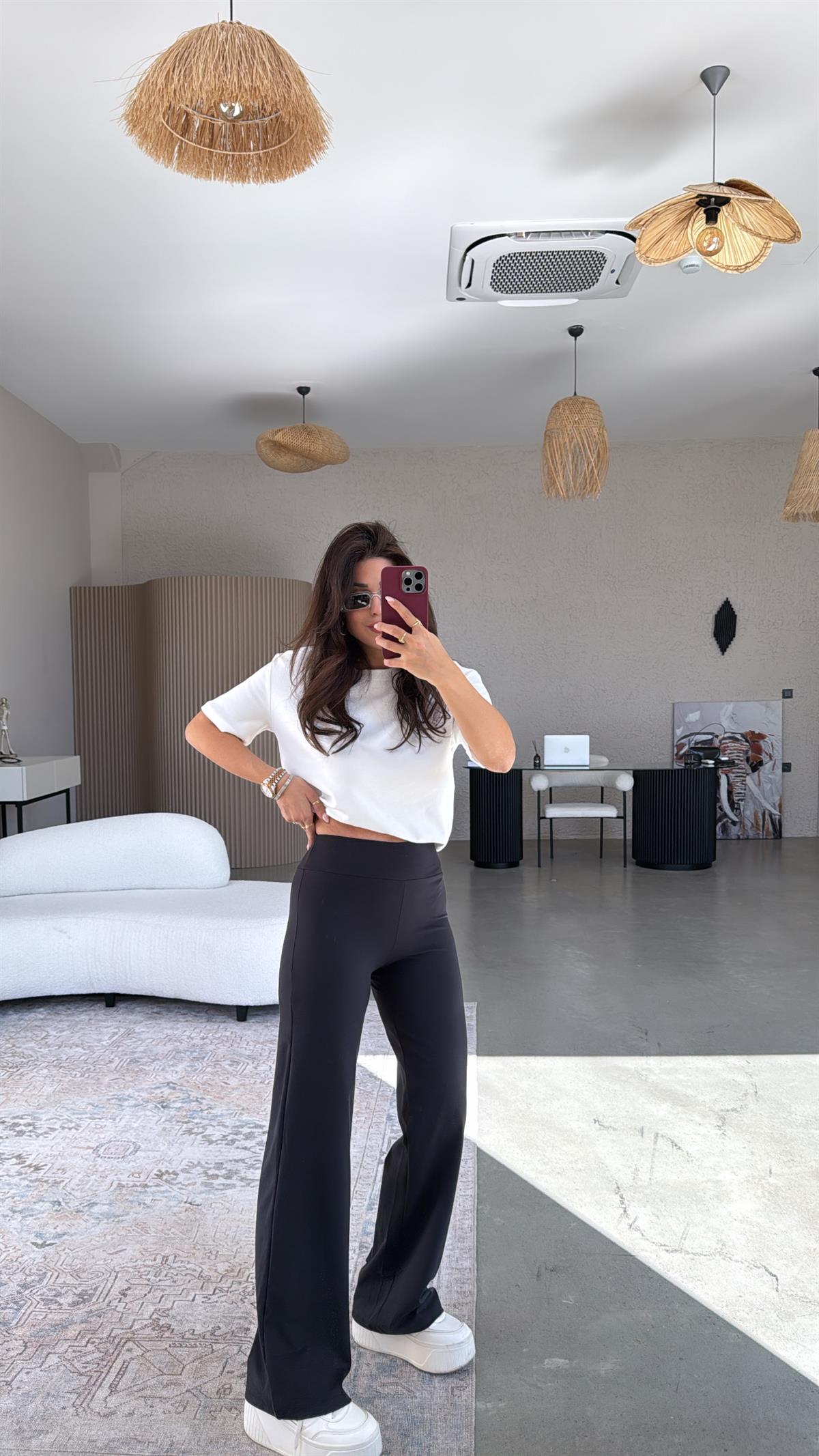 Siyah Oys Tayt Pantolon