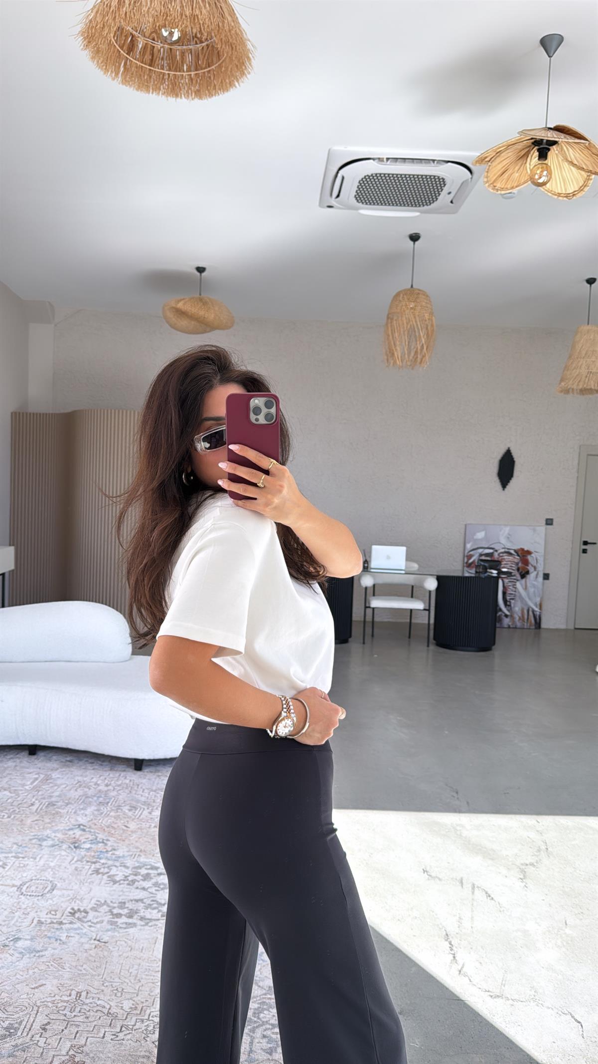 Siyah Oys Tayt Pantolon