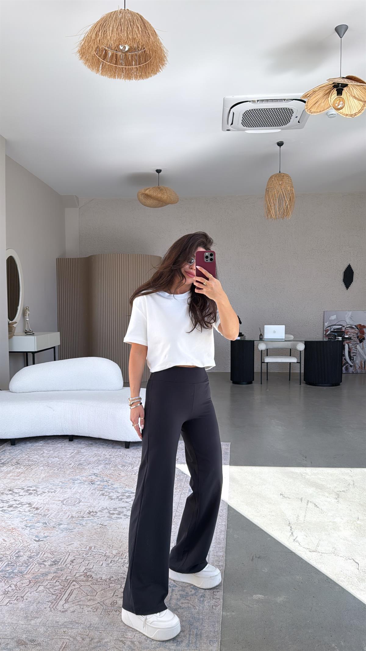 Siyah Oys Tayt Pantolon