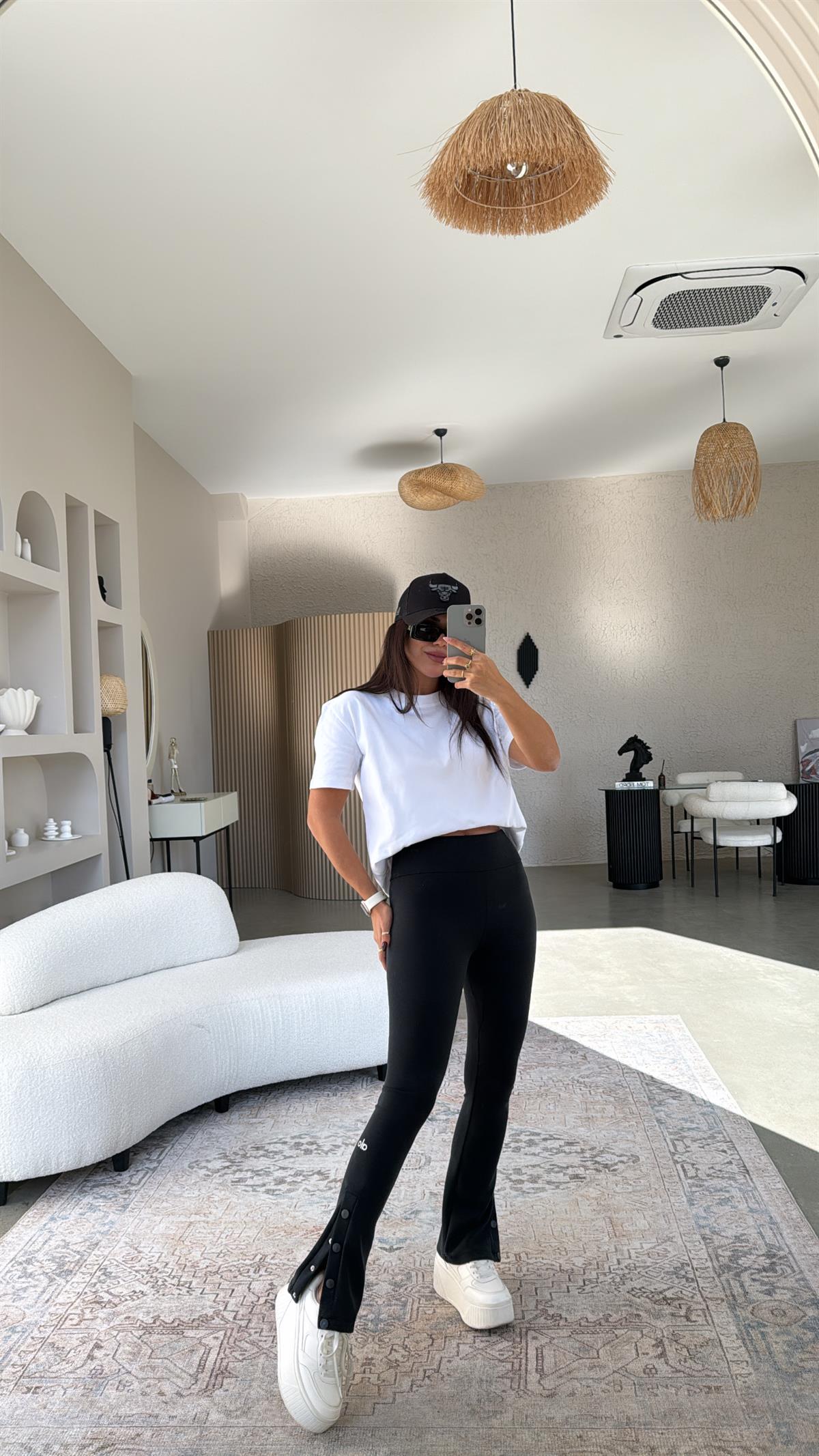 Siyah Paça Çıtçıtlı Orijinal Tayt