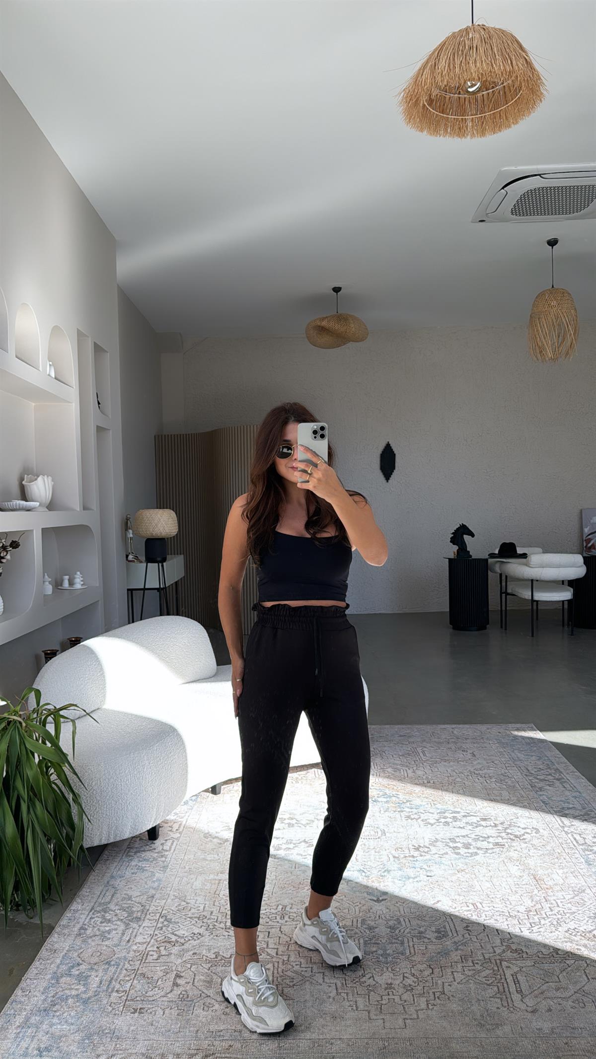 Siyah Paça Pensli Scuba Pantolon