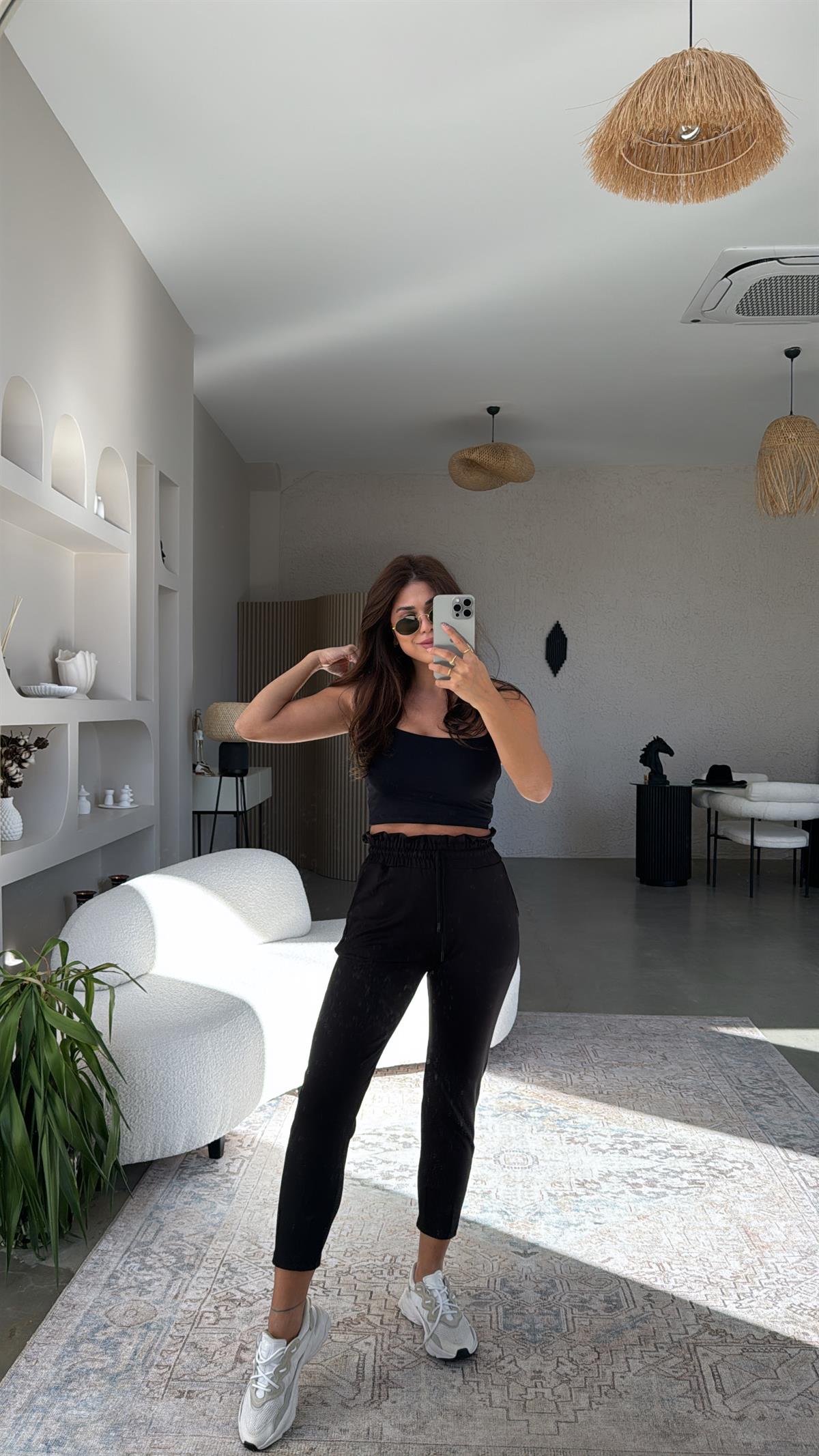 Siyah Paça Pensli Scuba Pantolon