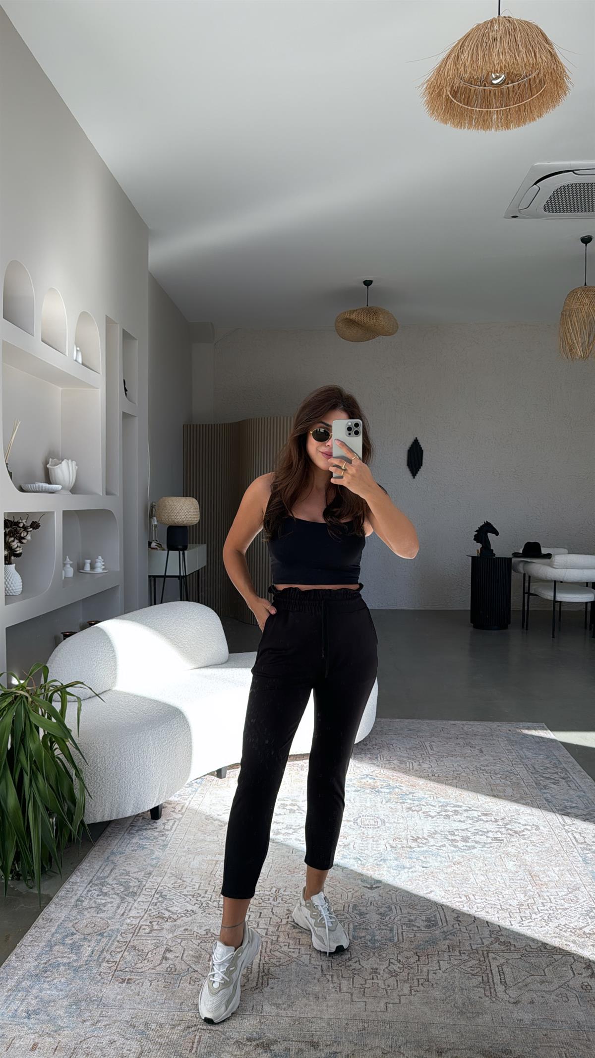 Siyah Paça Pensli Scuba Pantolon