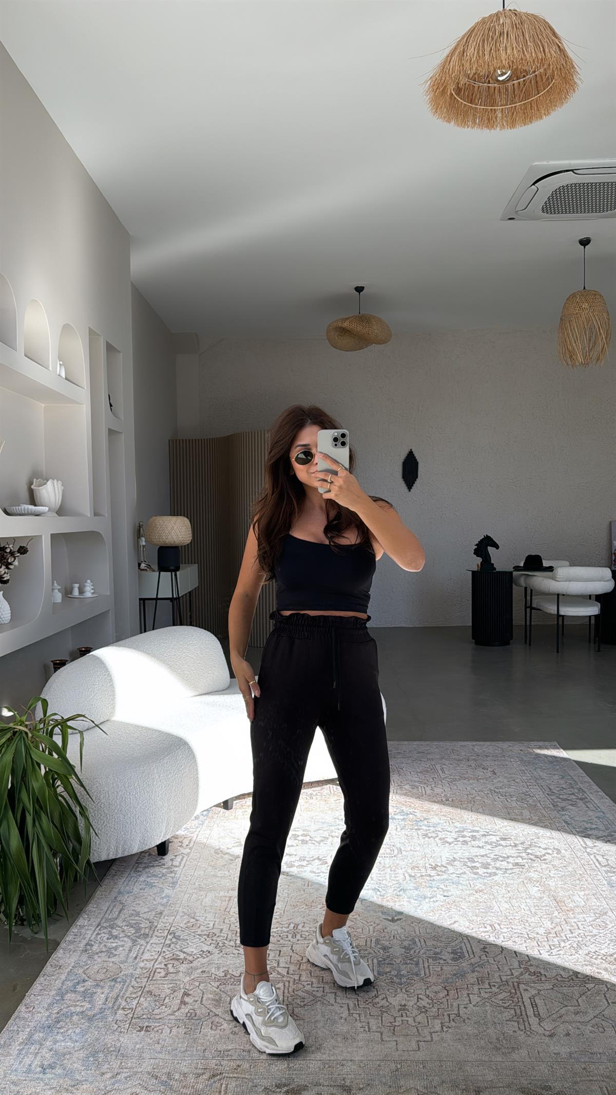 Siyah Paça Pensli Scuba Pantolon