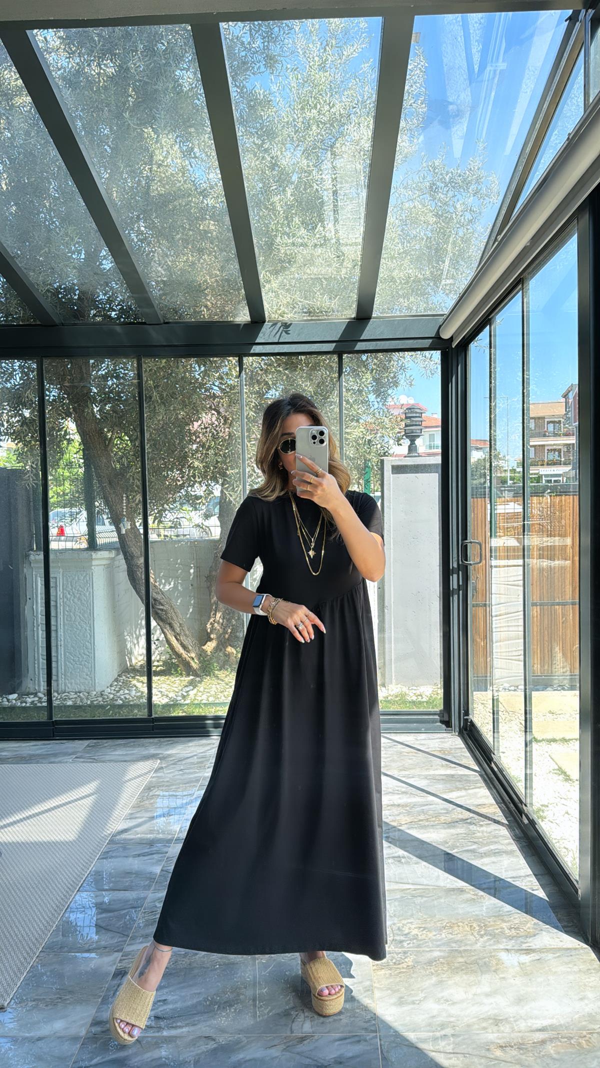 Siyah Pamuk Basic Elbise