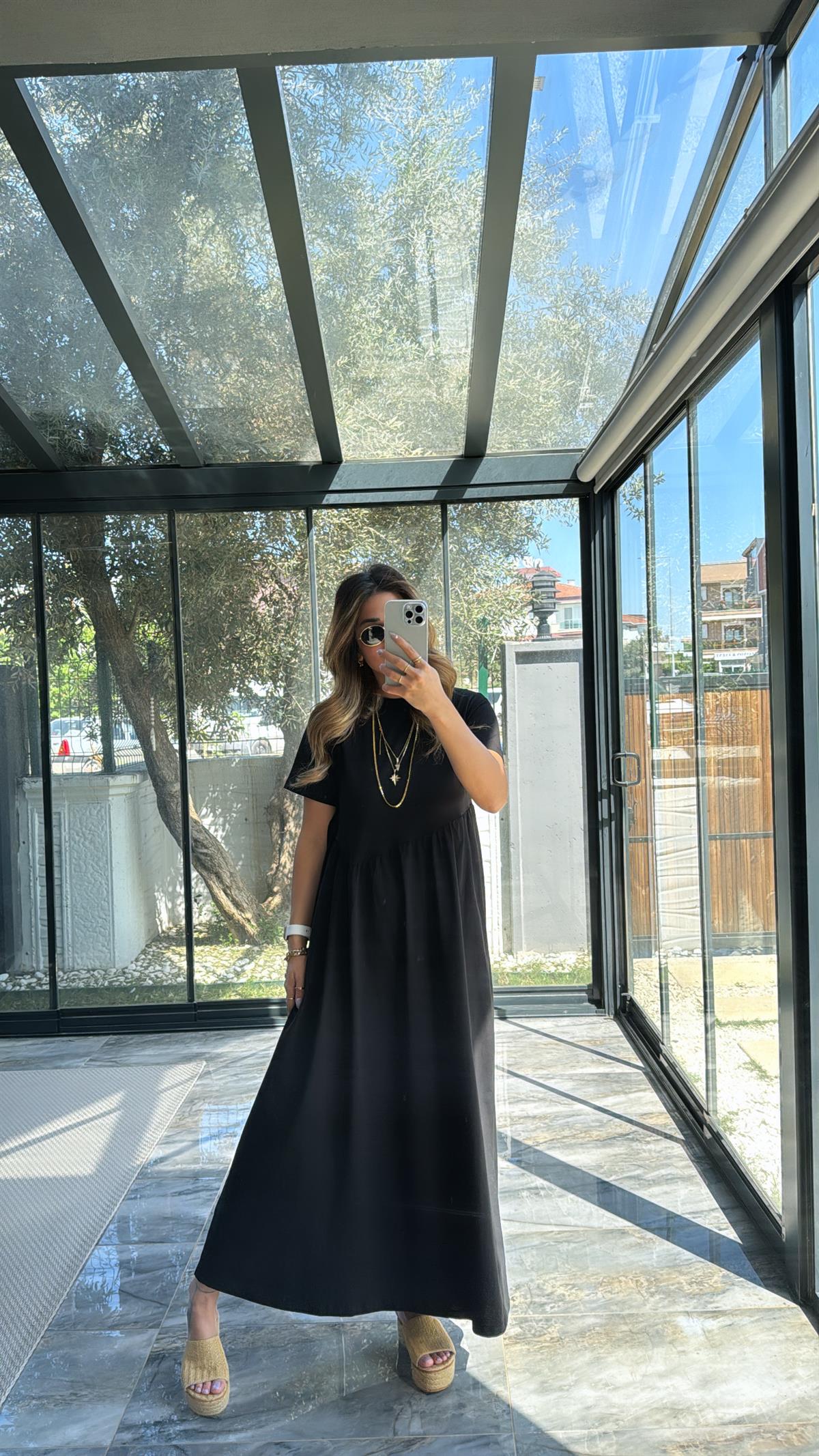 Siyah Pamuk Basic Elbise