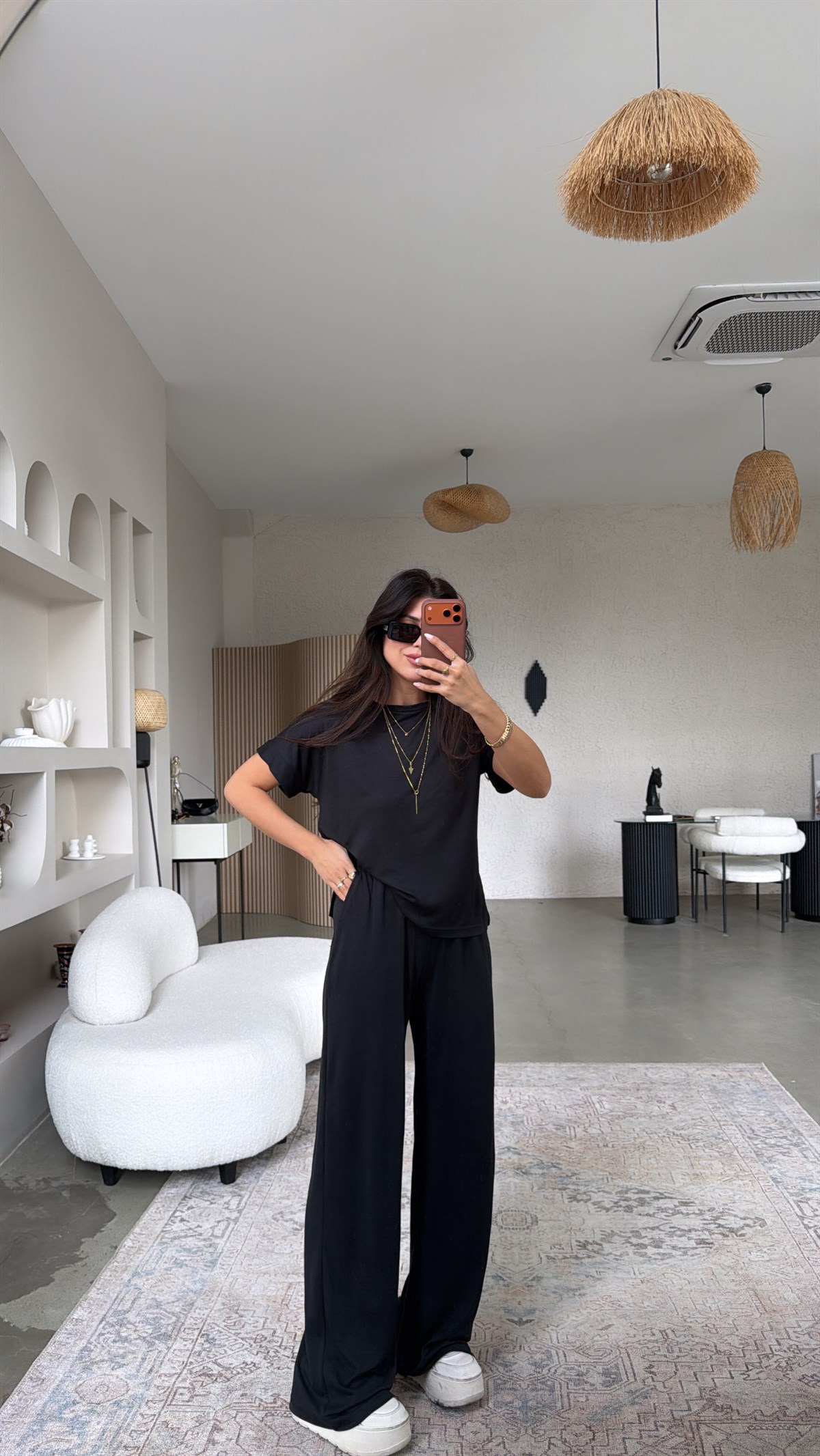 Siyah Pike Modal Basic Kısa Kollu Takım