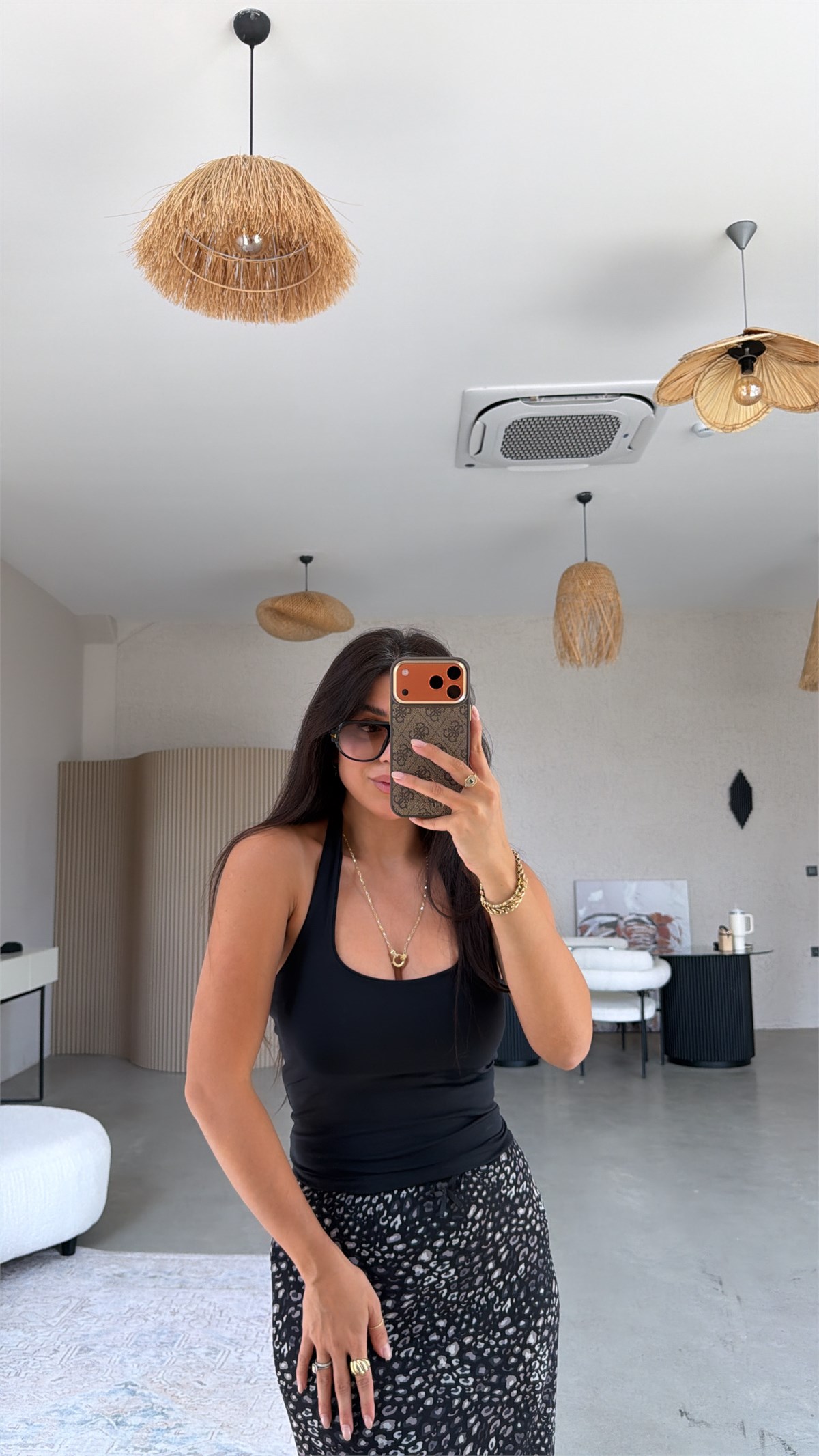 Siyah Polyamid Halter Top