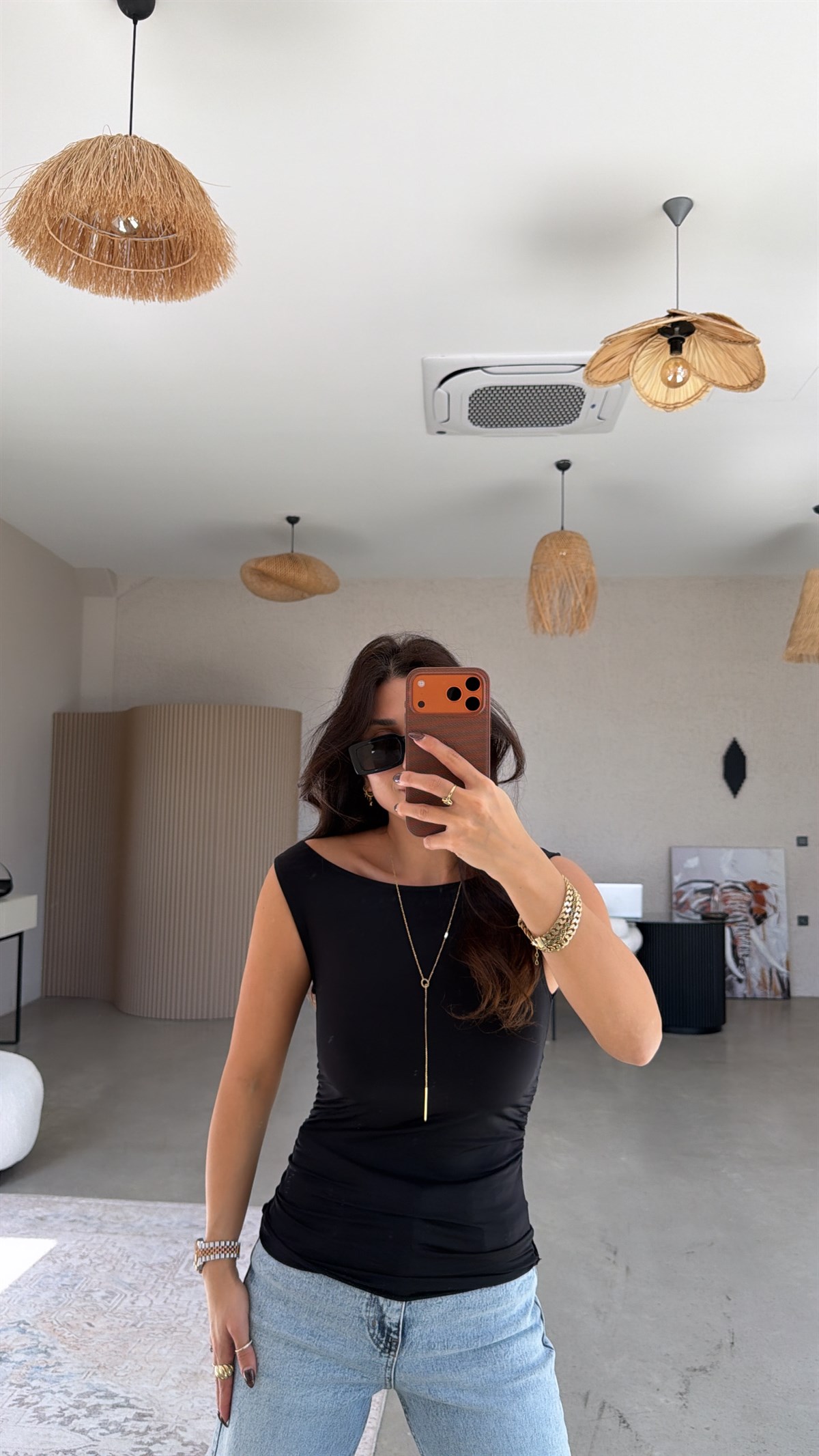 Siyah Polyamid Yan Büzgü Bluz