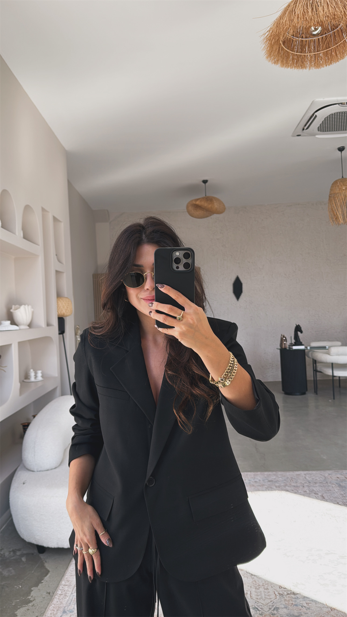 Siyah Premium Gömlek Detaylı Ceket Pantolon Takım