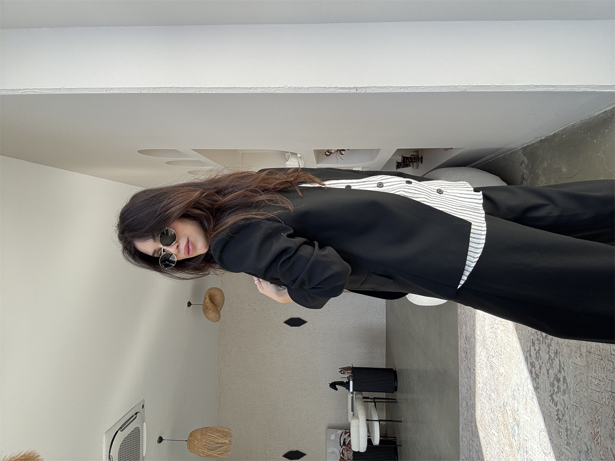 Siyah Premium Gömlek Detaylı Ceket Pantolon Takım