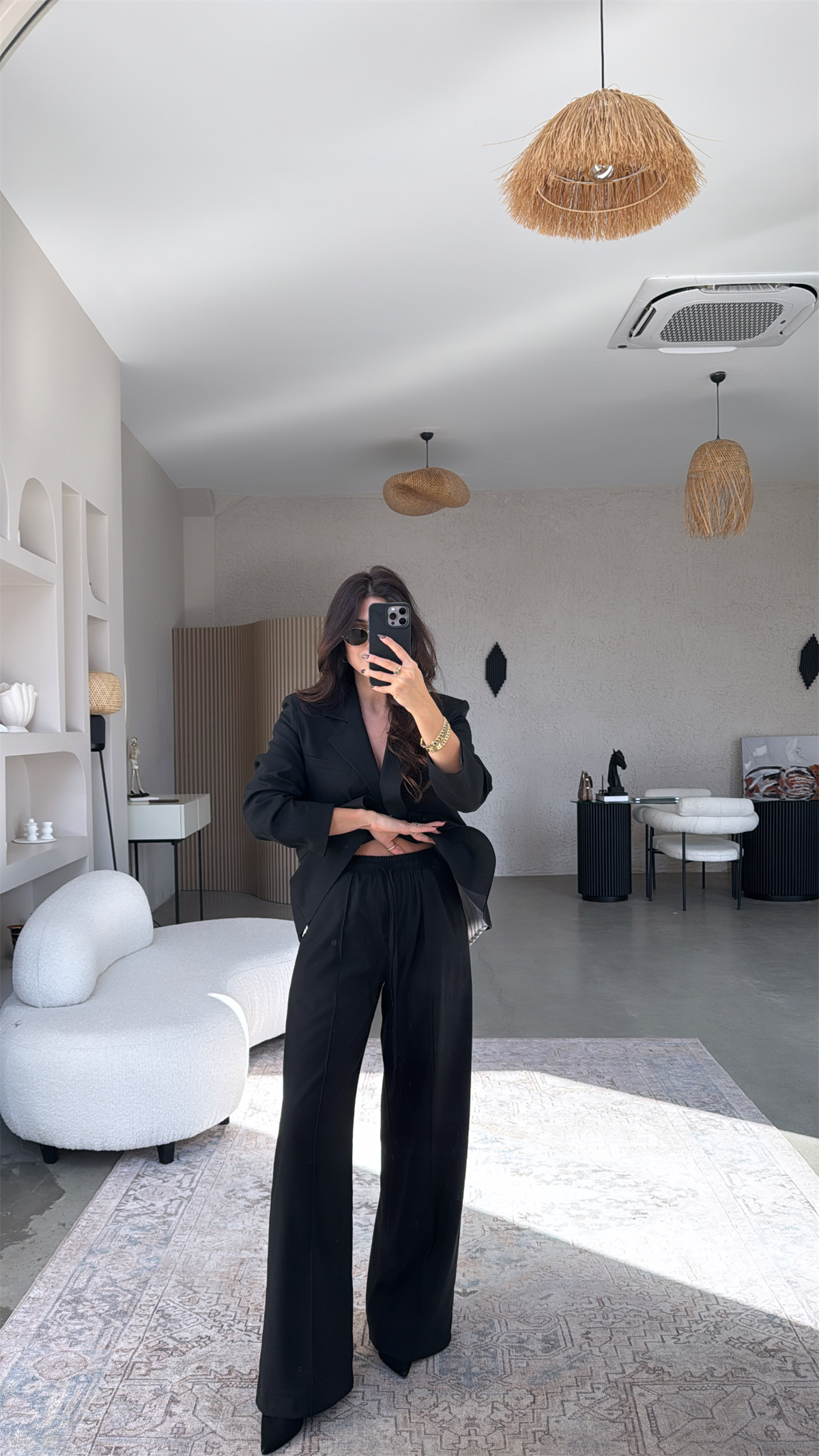 Siyah Premium Gömlek Detaylı Ceket Pantolon Takım