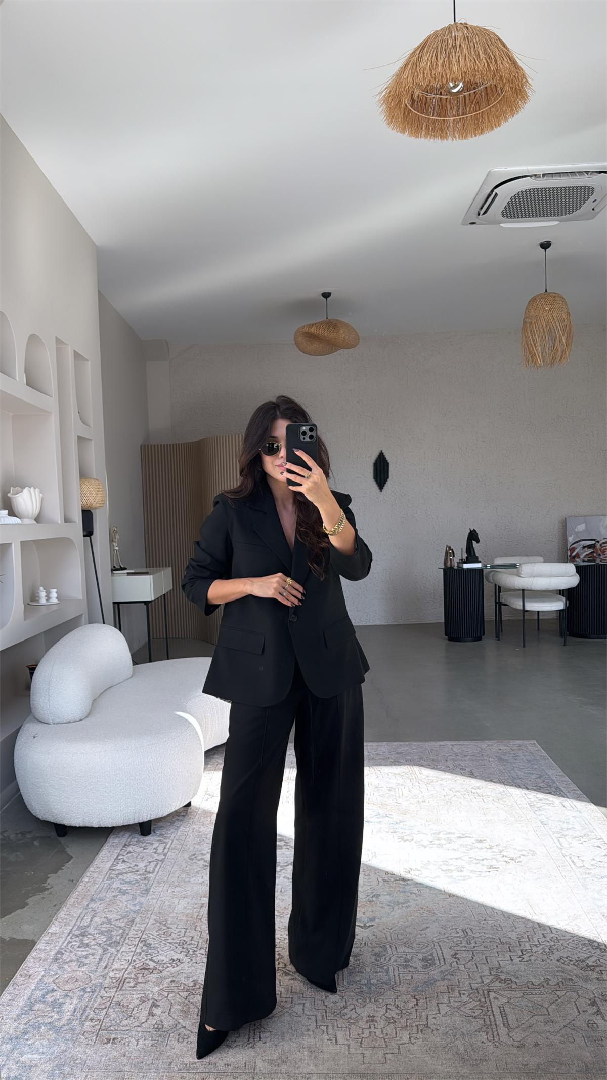 Siyah Premium Gömlek Detaylı Ceket Pantolon Takım