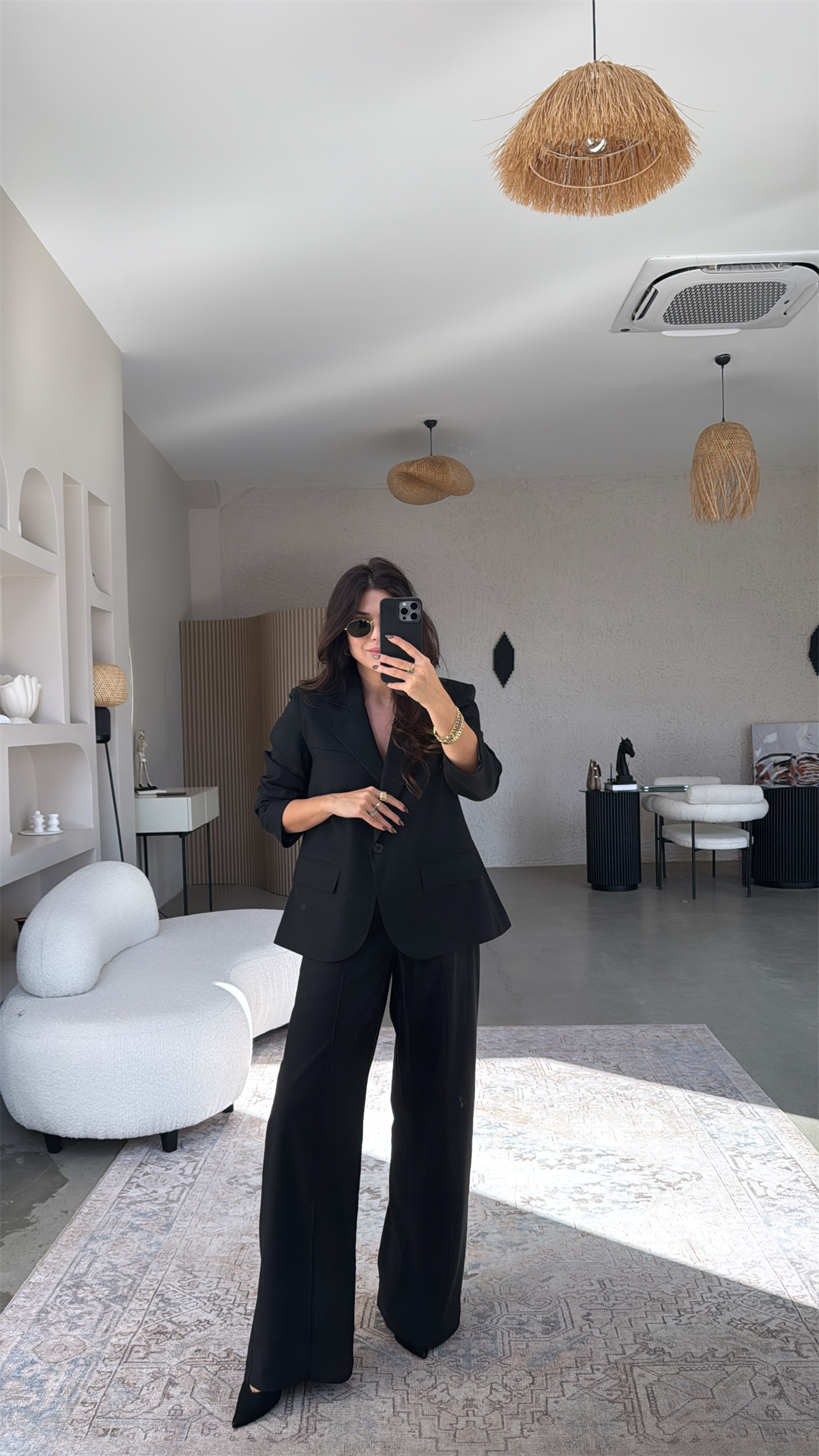 Siyah Premium Gömlek Detaylı Ceket Pantolon Takım