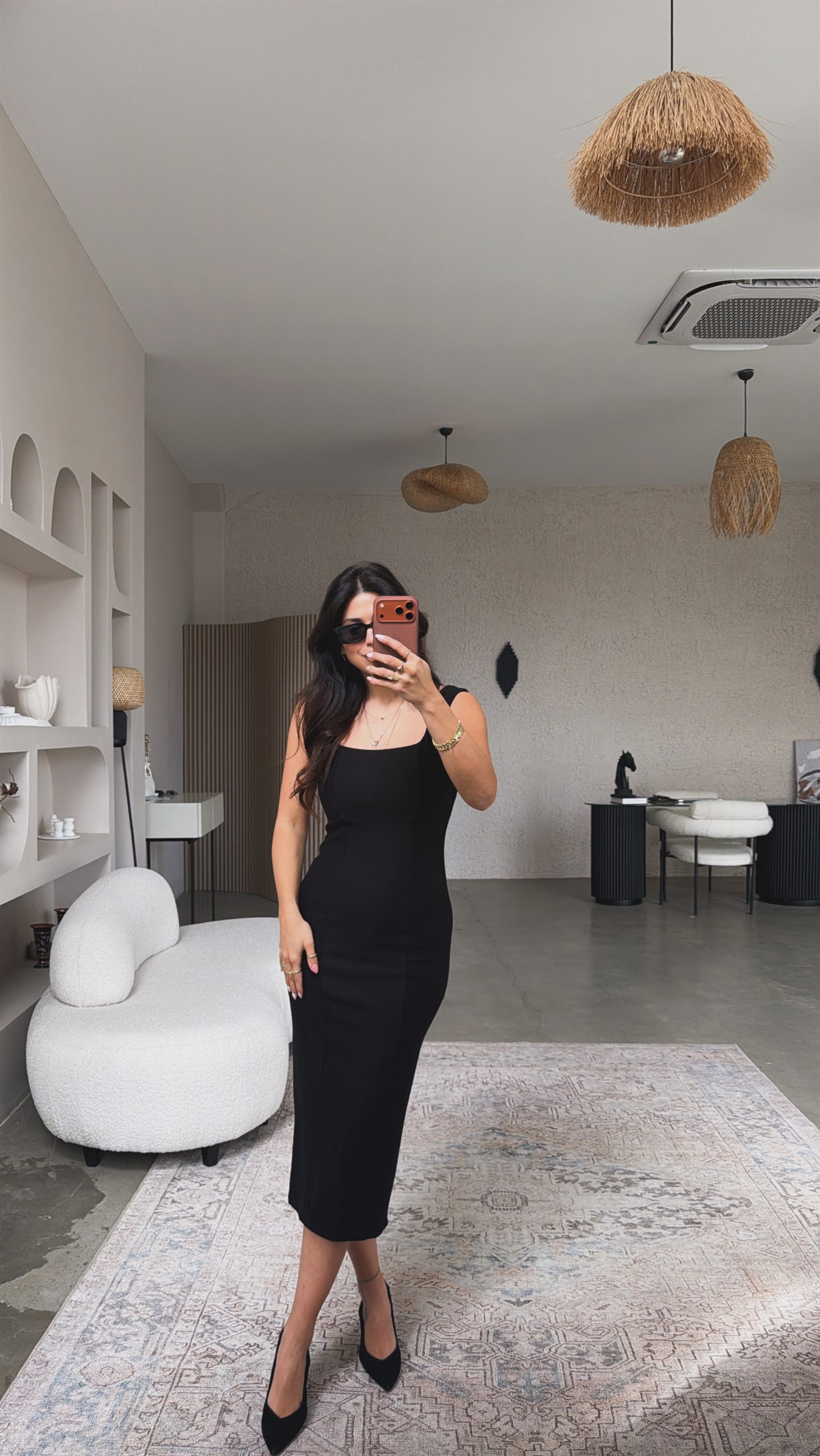 Siyah Premium Kalın Askılı Kare Yaka Çelik Elbise
