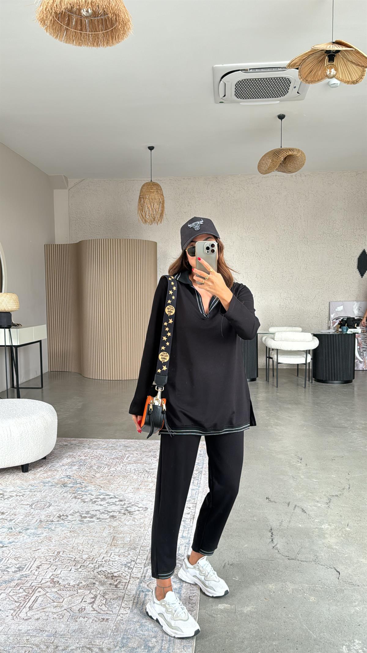 Siyah Ribanalı Polo Yaka Takım