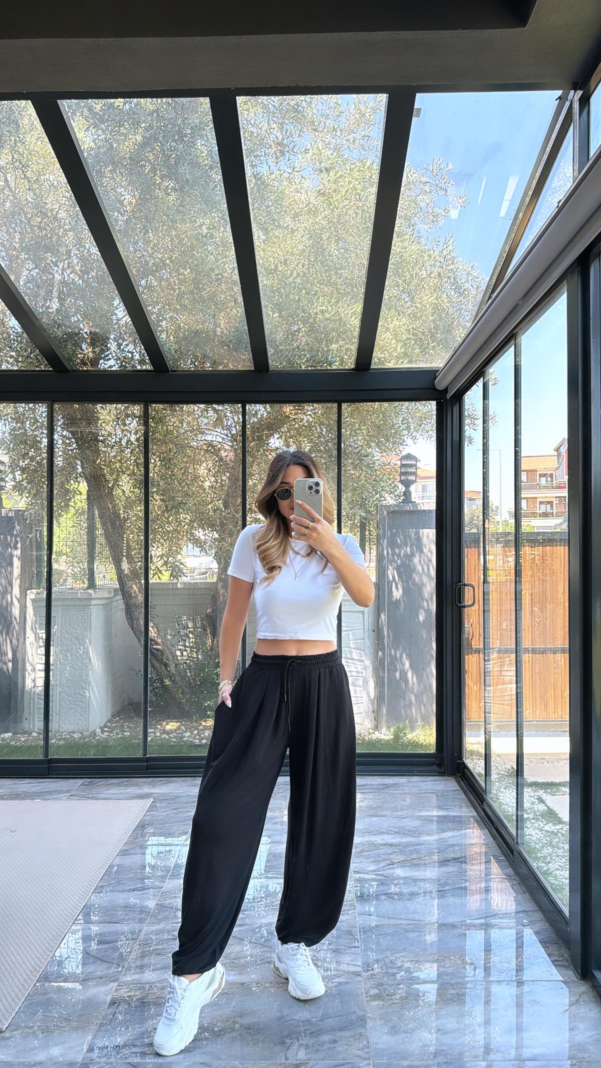 Siyah Şalvar Modal Pantolon