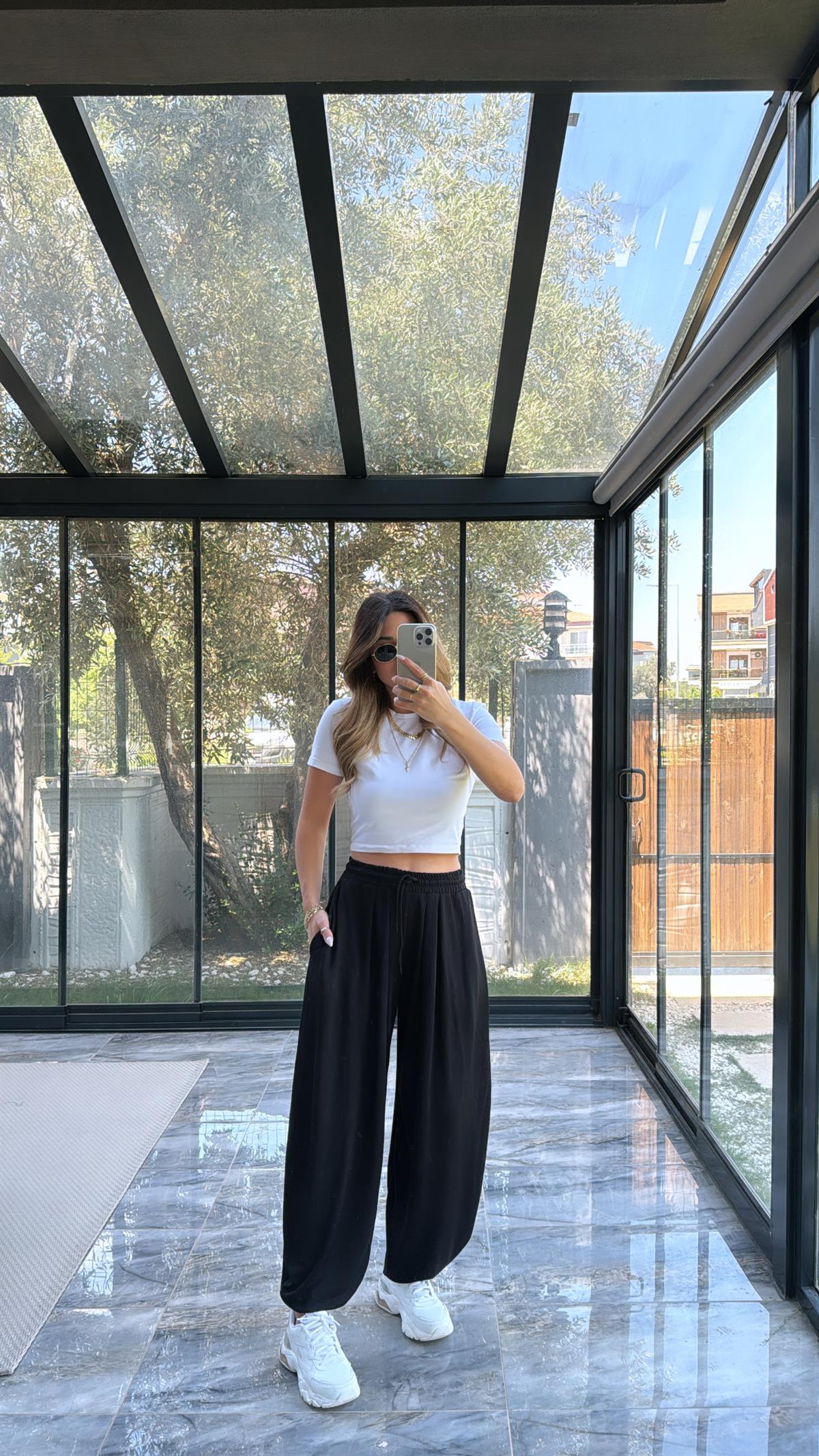 Siyah Şalvar Modal Pantolon