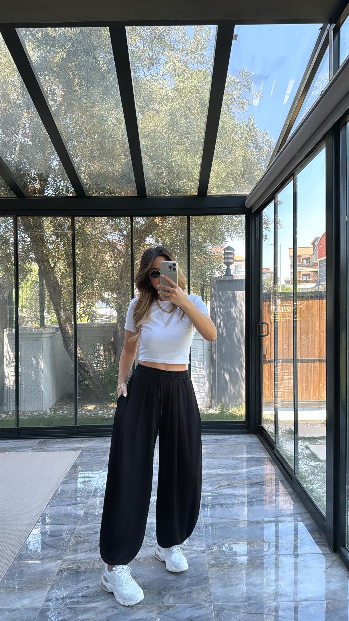 Siyah Şalvar Modal Pantolon