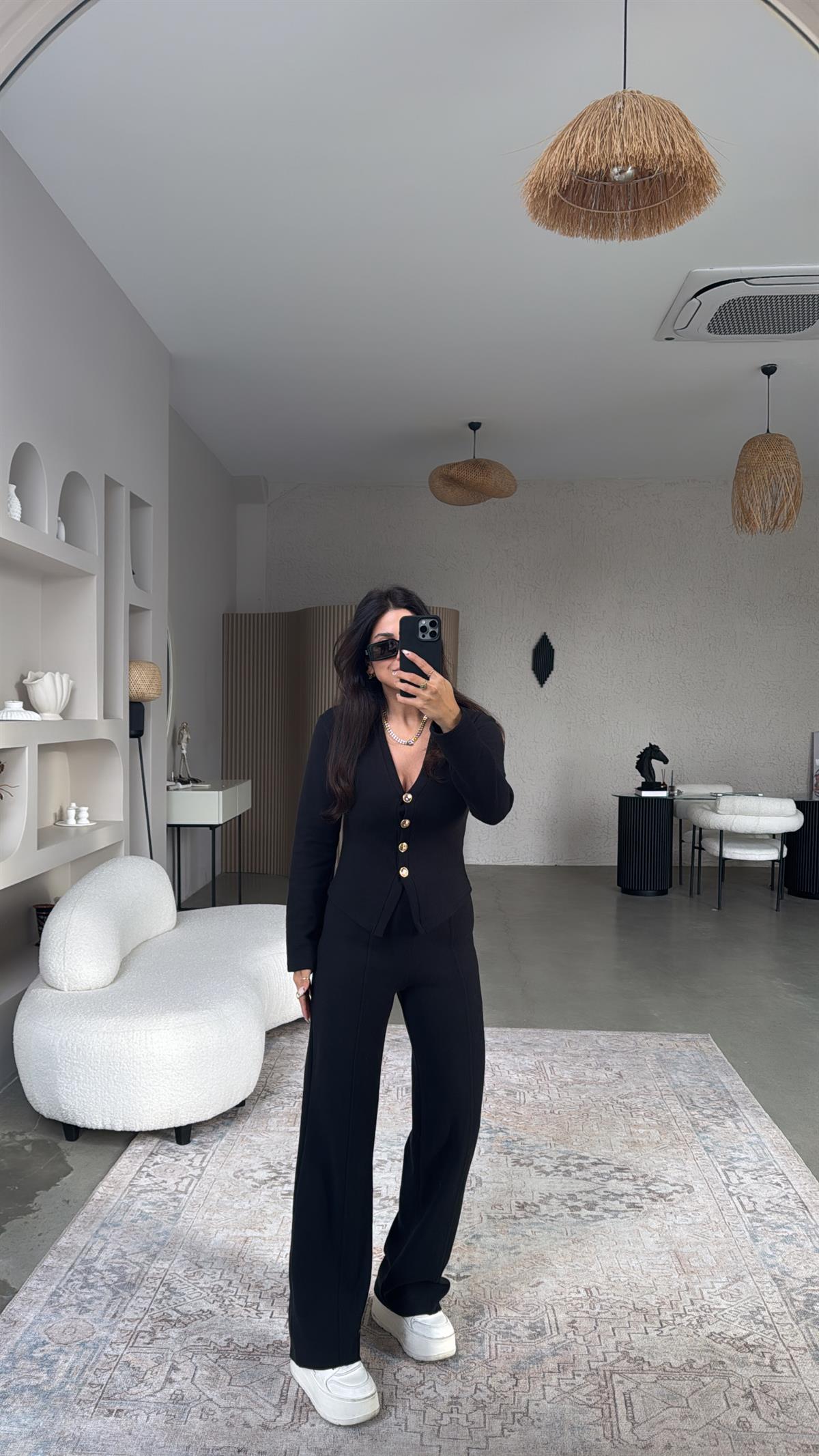 Siyah Selanik Triko ZR model Hırka Pantolon Takım