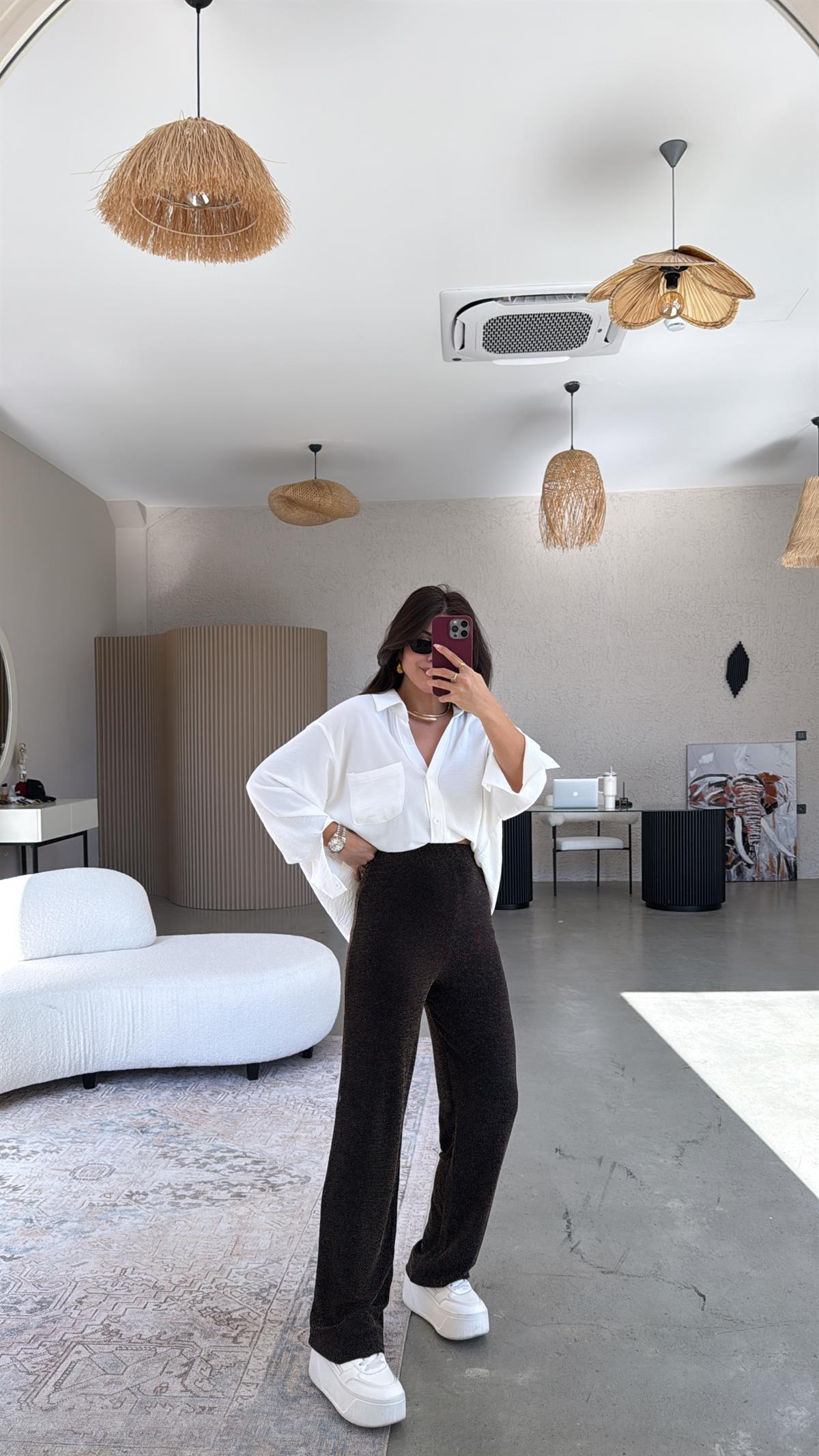 Siyah Şort Astarlı Gold Simli Pantolon