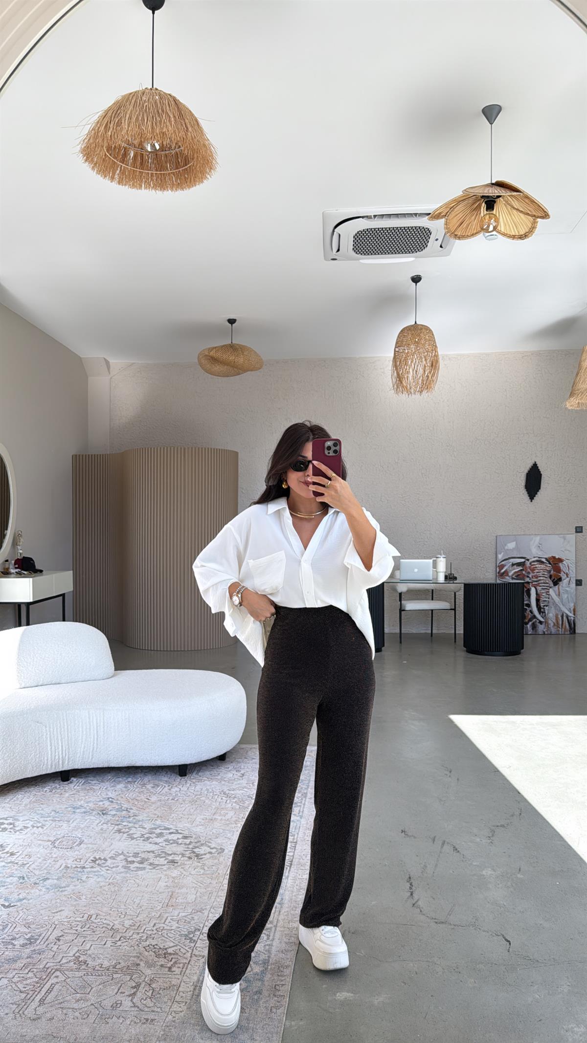 Siyah Şort Astarlı Gold Simli Pantolon