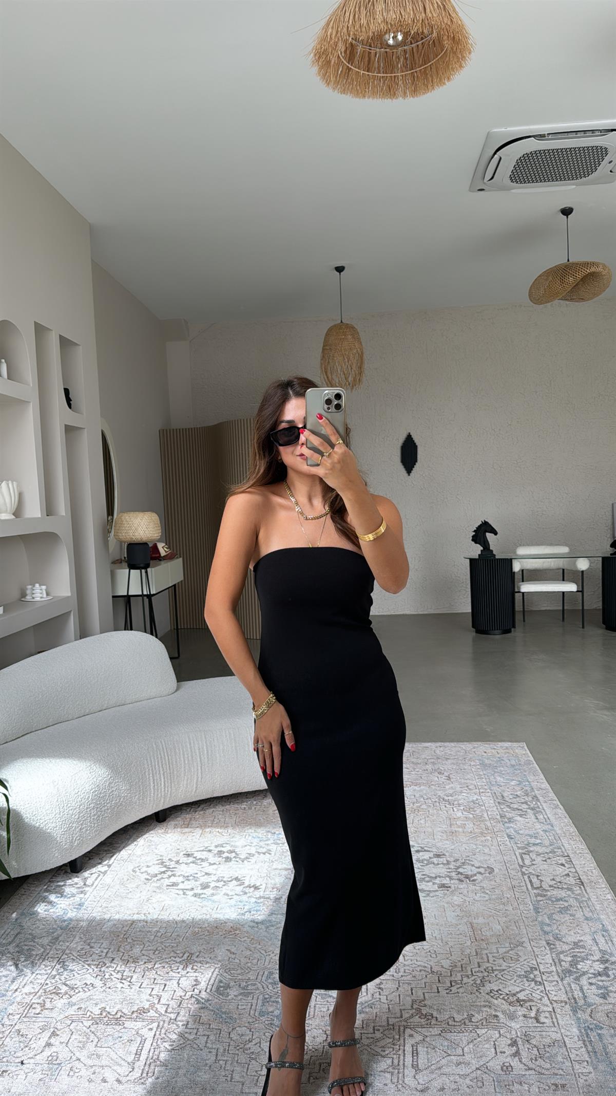 Siyah Straplez Basic Elbise