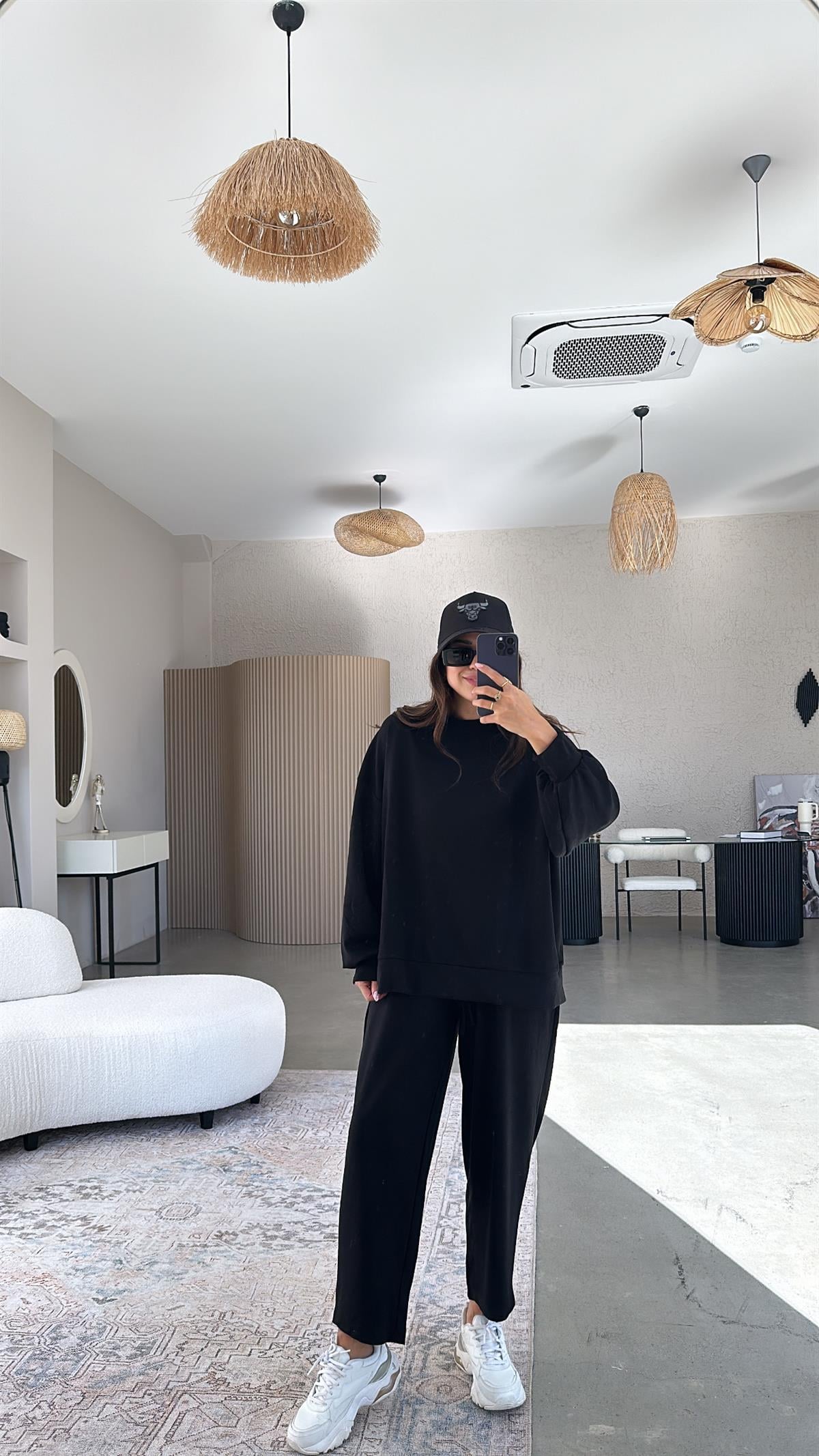 Siyah Sweatshirt Eşofman Takım