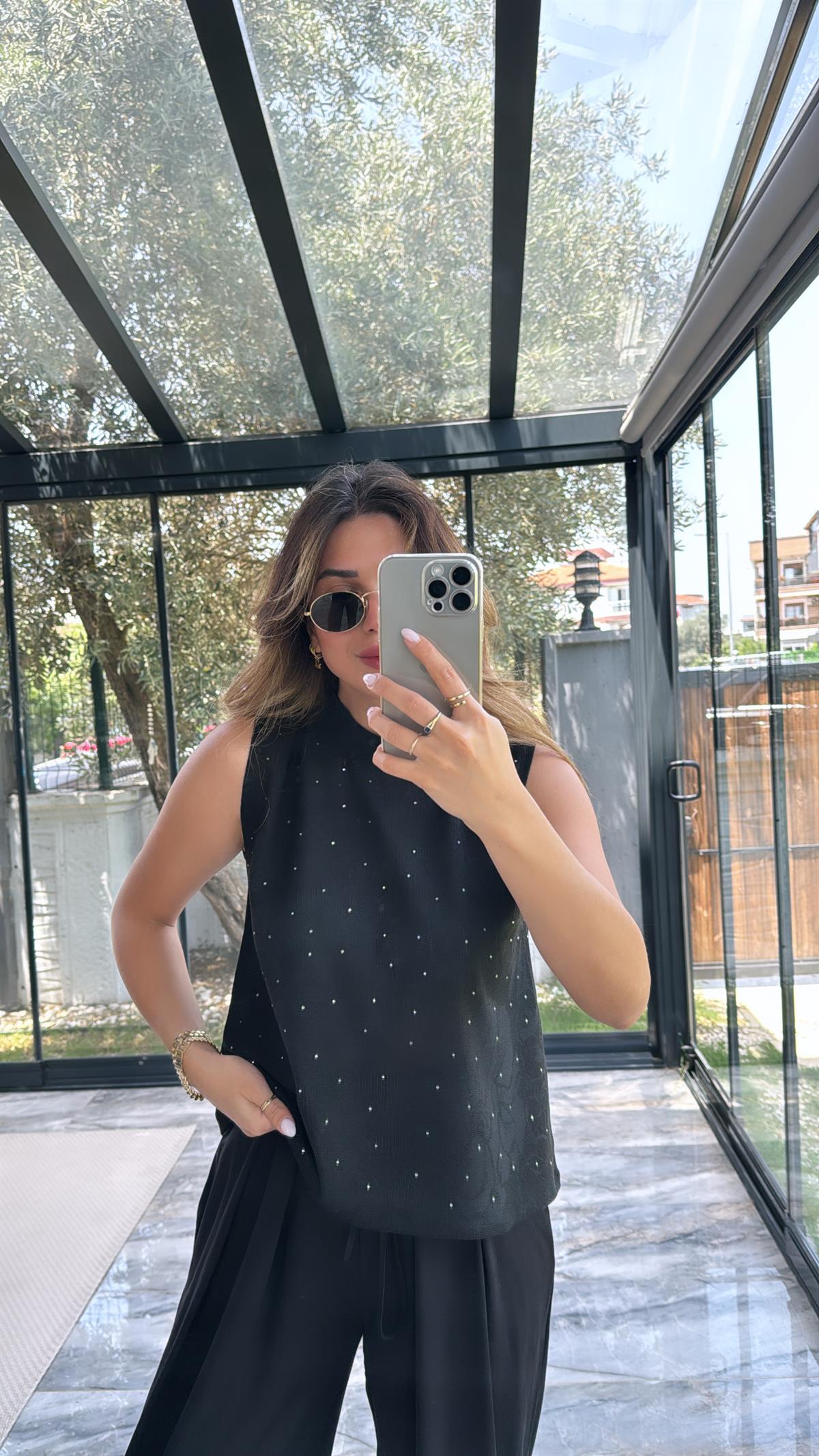 Siyah Taşlı Massimo Bluz