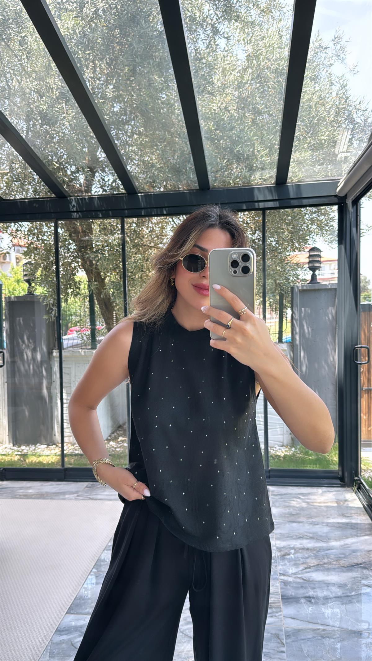 Siyah Taşlı Massimo Bluz