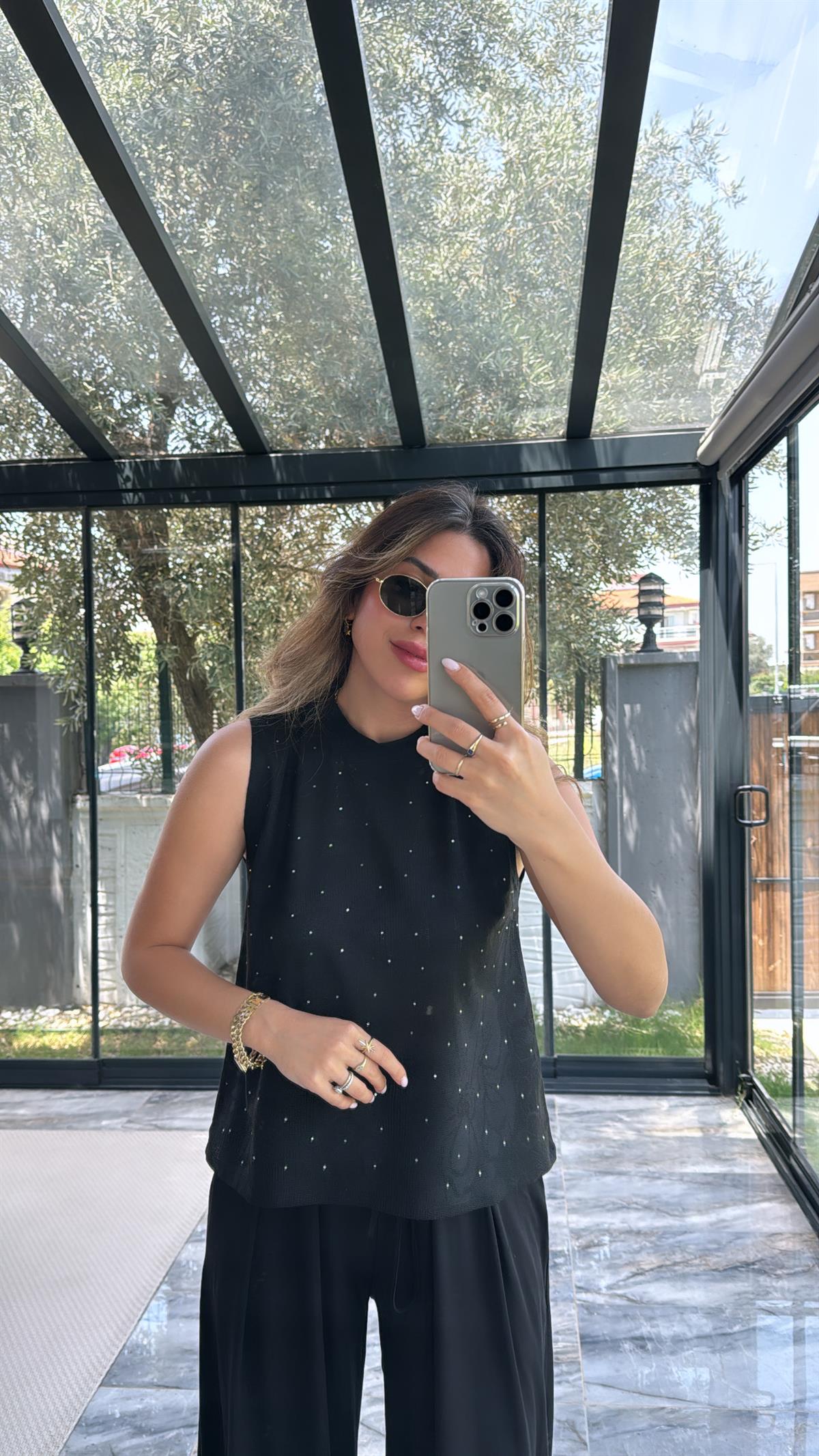 Siyah Taşlı Massimo Bluz